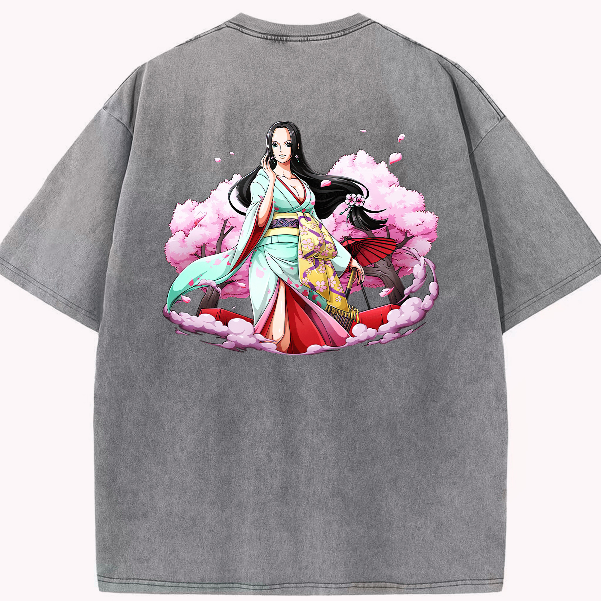 ワンピース ボア・ハンコック ONE PIECE Boa·Hancock 綿100% ヴィンテージ風 半袖Tシャツ（背面プリント）