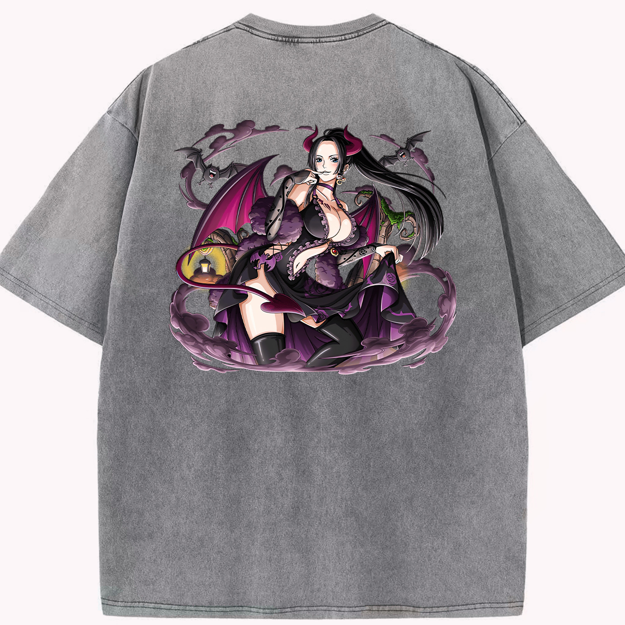 ワンピース ボア・ハンコック ONE PIECE Boa·Hancock 綿100% ヴィンテージ風 半袖Tシャツ（背面プリント）