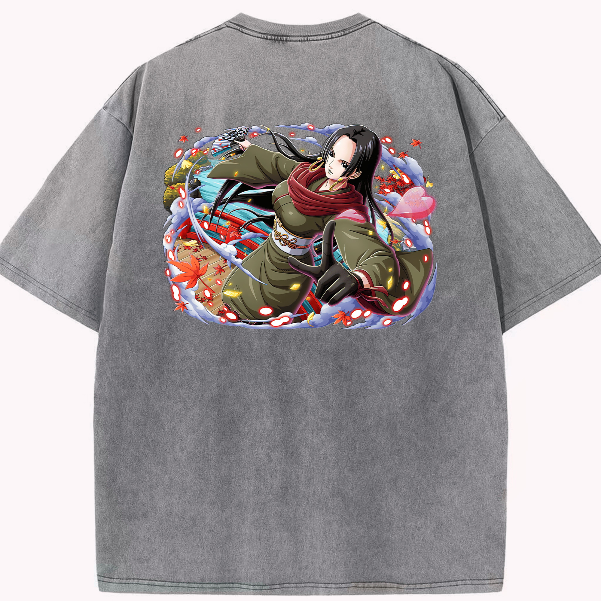 ワンピース ボア・ハンコック ONE PIECE Boa·Hancock 綿100% ヴィンテージ風 半袖Tシャツ（背面プリント）