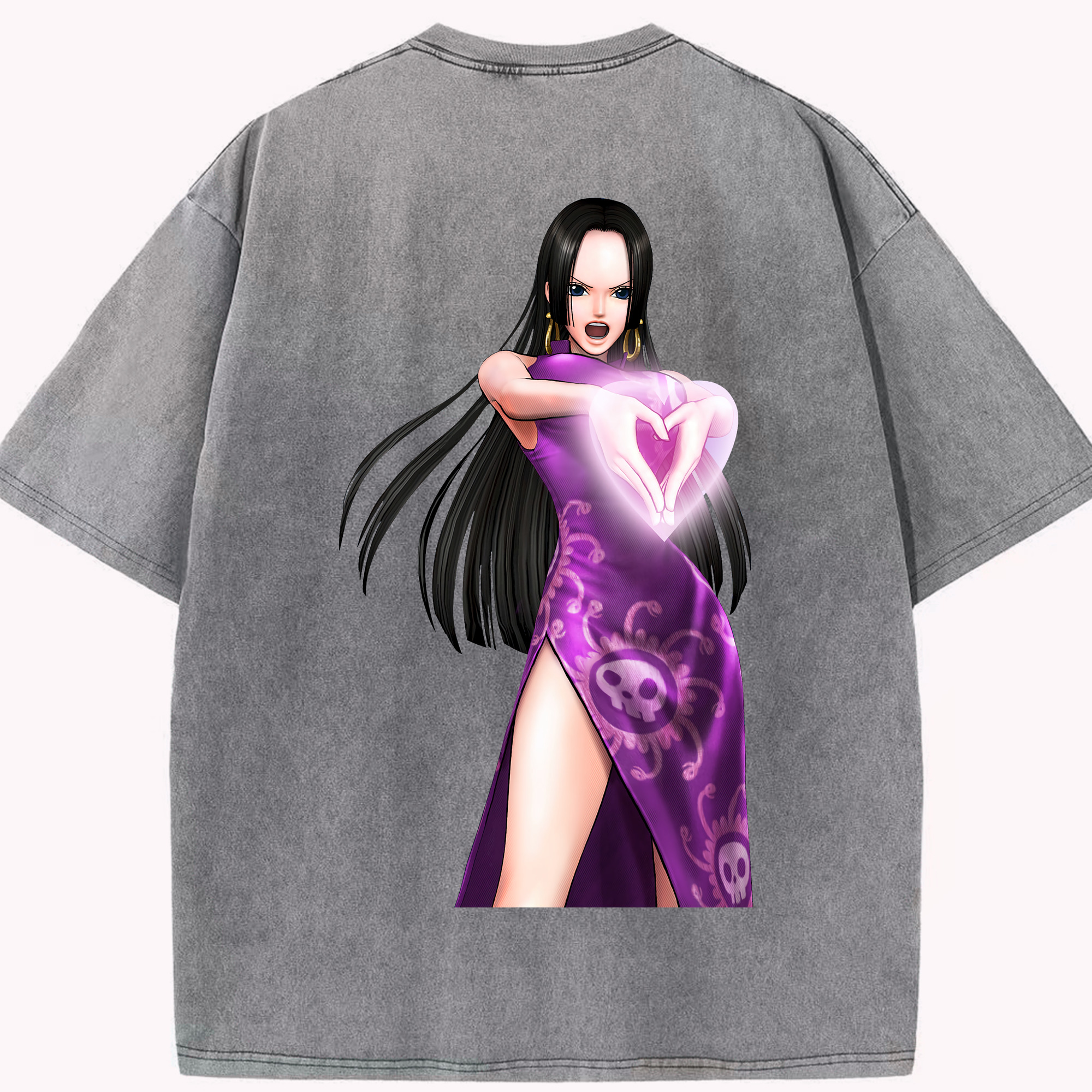 ワンピース ボア・ハンコック ONE PIECE Boa·Hancock 綿100% ヴィンテージ風 半袖Tシャツ（背面プリント）