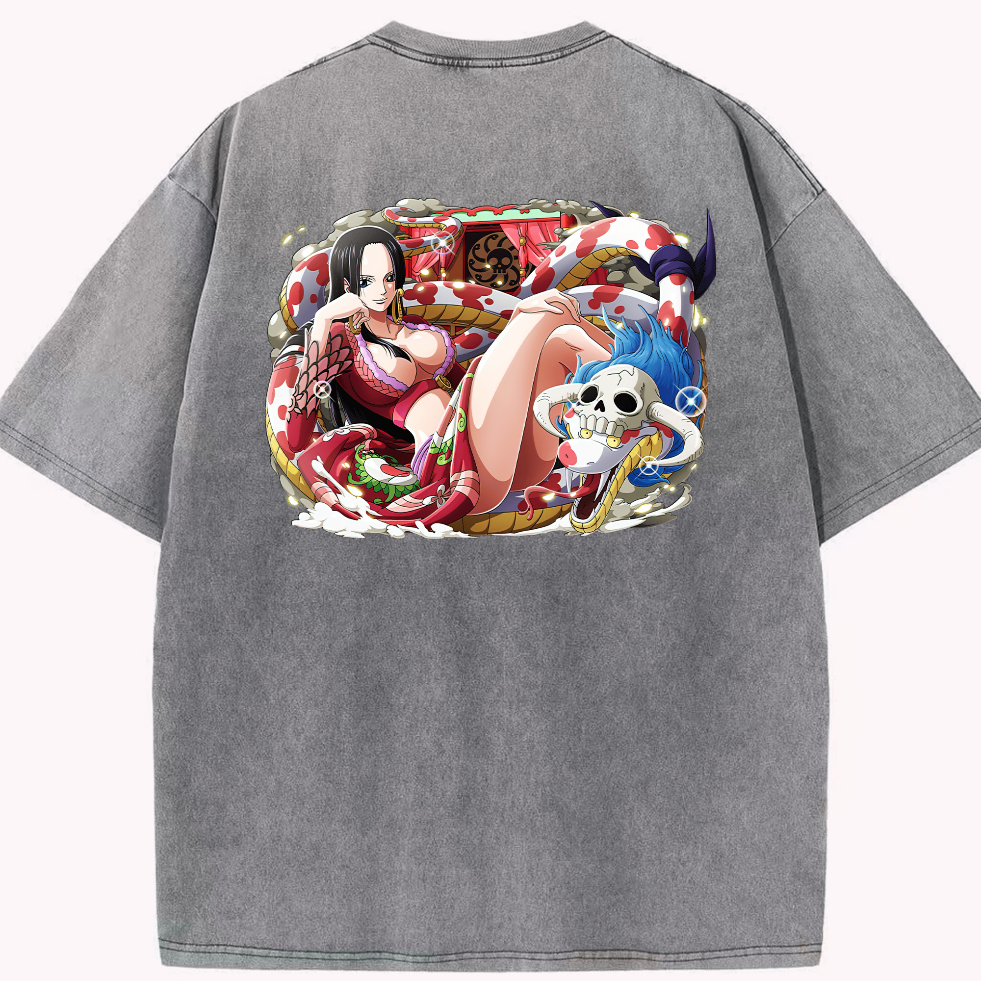 ワンピース ボア・ハンコック ONE PIECE Boa·Hancock 綿100% ヴィンテージ風 半袖Tシャツ（背面プリント）