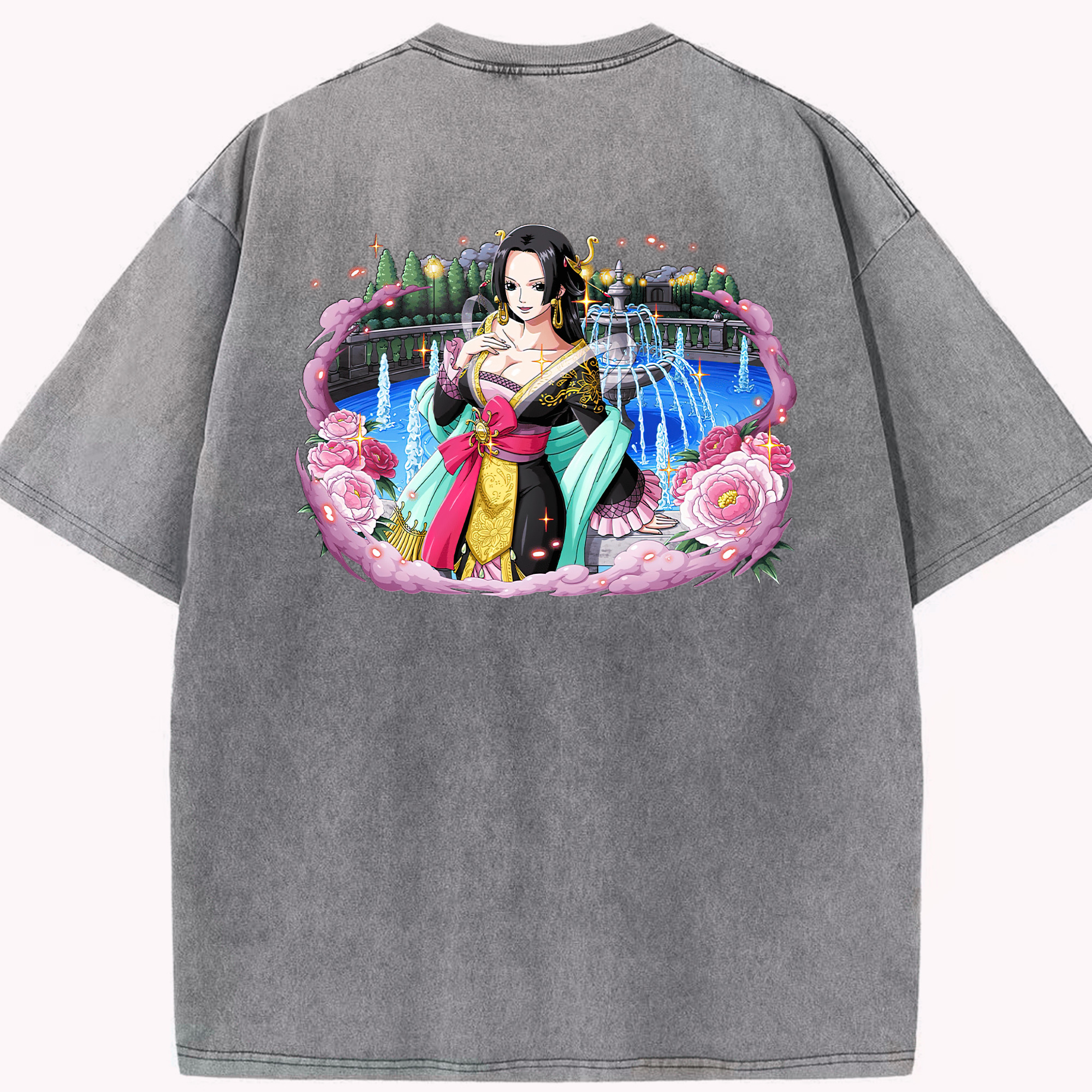 ワンピース ボア・ハンコック ONE PIECE Boa·Hancock 綿100% ヴィンテージ風 半袖Tシャツ（背面プリント）