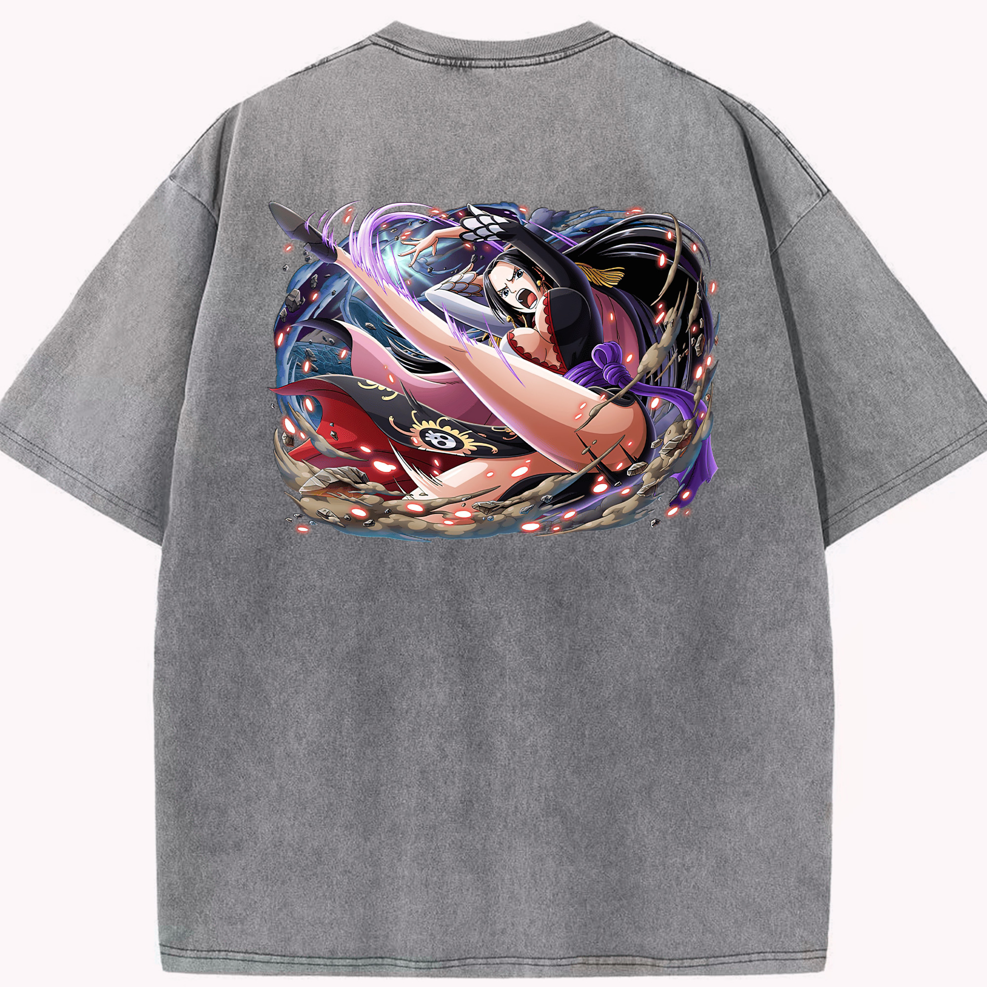 ワンピース ボア・ハンコック ONE PIECE Boa·Hancock 綿100% ヴィンテージ風 半袖Tシャツ（背面プリント）