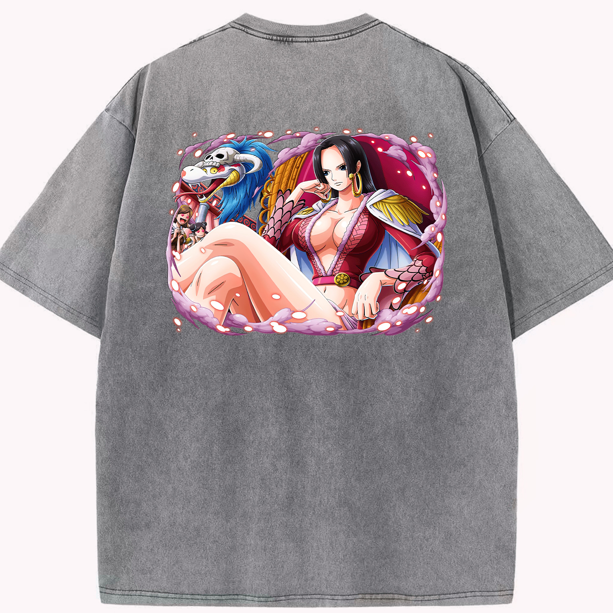 ワンピース ボア・ハンコック ONE PIECE Boa·Hancock 綿100% ヴィンテージ風 半袖Tシャツ（背面プリント）