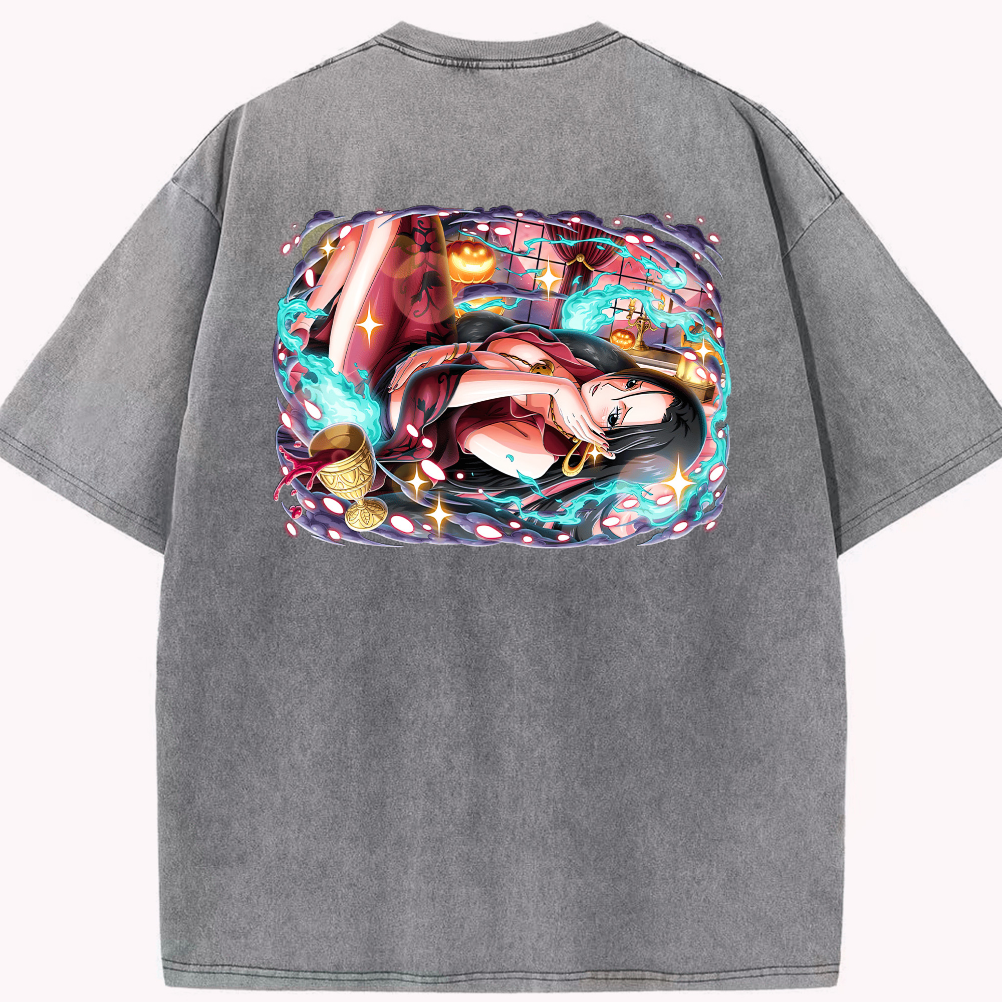 ワンピース ボア・ハンコック ONE PIECE Boa·Hancock 綿100% ヴィンテージ風 半袖Tシャツ（背面プリント）