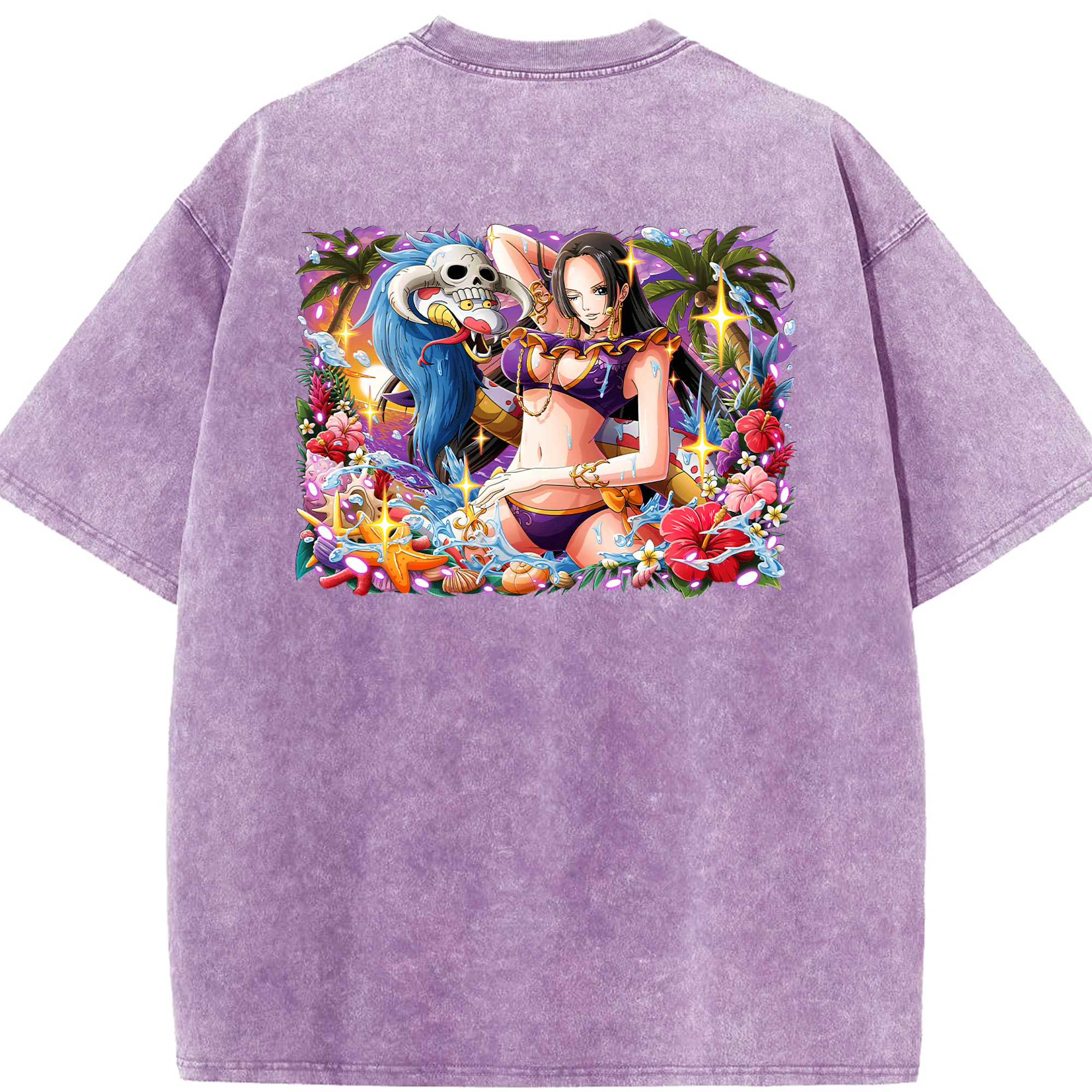 ワンピース ボア・ハンコック ONE PIECE Boa·Hancock 綿100% ヴィンテージ風 半袖Tシャツ（背面プリント）