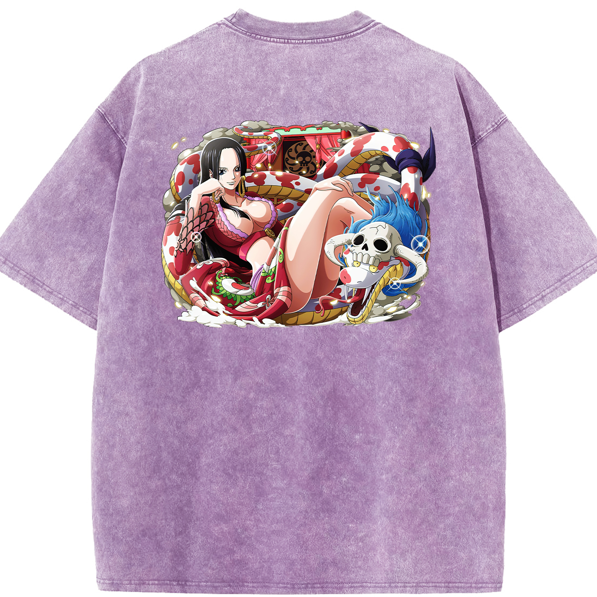 ワンピース ボア・ハンコック ONE PIECE Boa·Hancock 綿100% ヴィンテージ風 半袖Tシャツ（背面プリント）