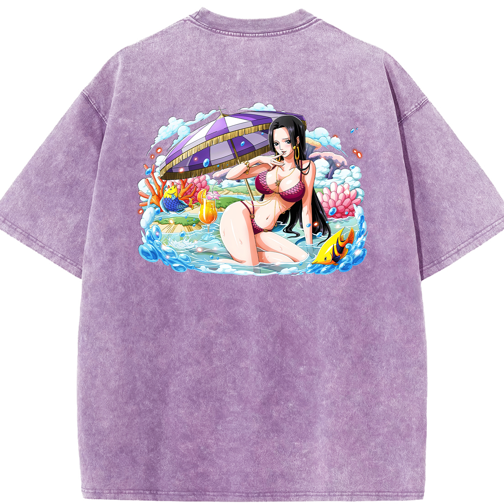 ワンピース ボア・ハンコック ONE PIECE Boa·Hancock 綿100% ヴィンテージ風 半袖Tシャツ（背面プリント）