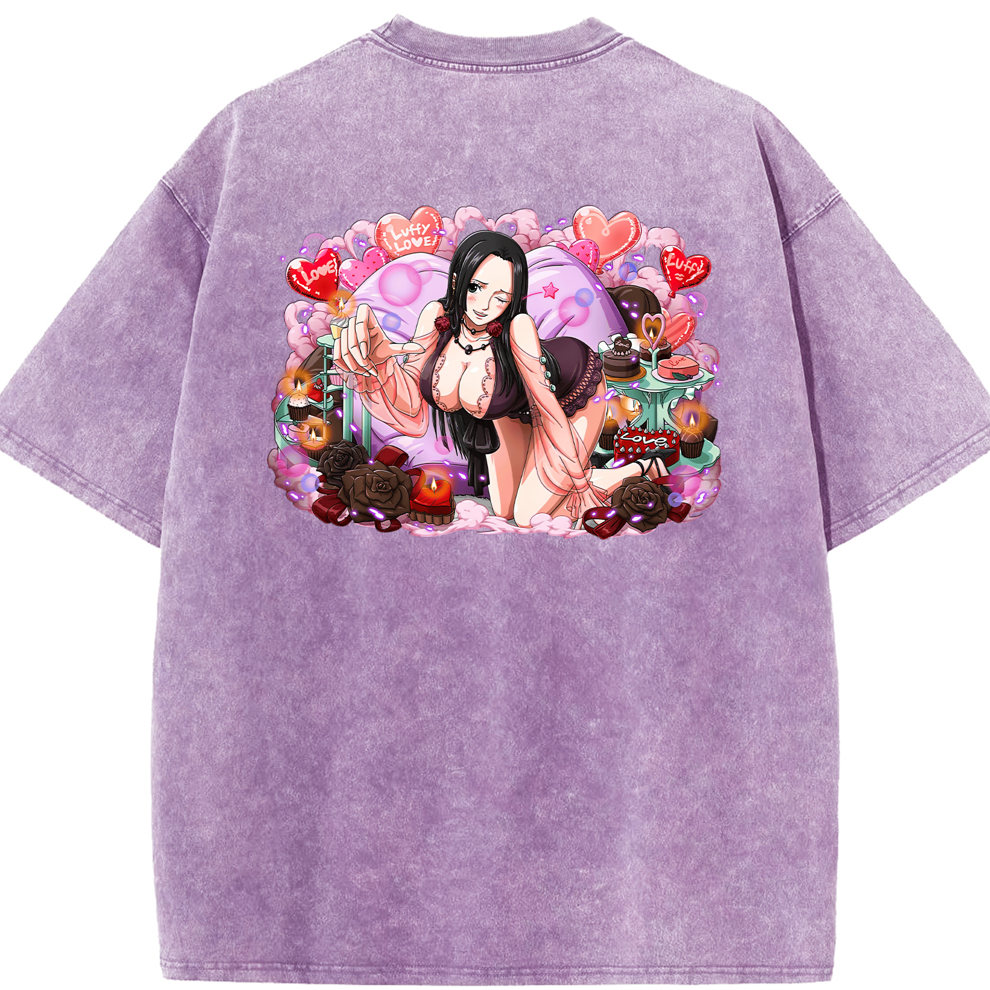 ワンピース ボア・ハンコック ONE PIECE Boa·Hancock 綿100% ヴィンテージ風 半袖Tシャツ（背面プリント）