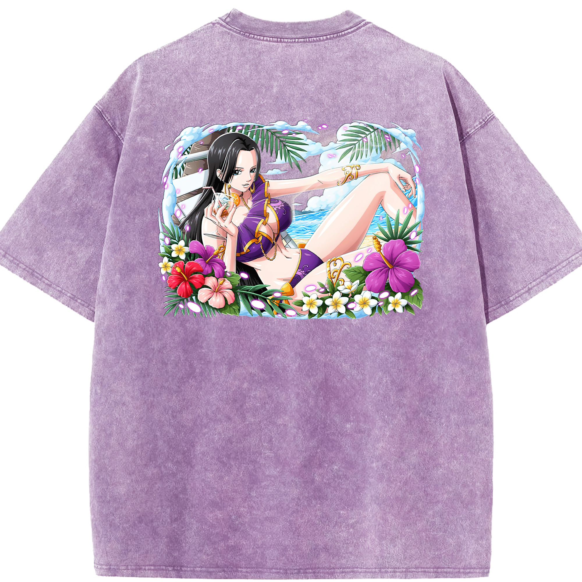 ワンピース ボア・ハンコック ONE PIECE Boa·Hancock 綿100% ヴィンテージ風 半袖Tシャツ（背面プリント）