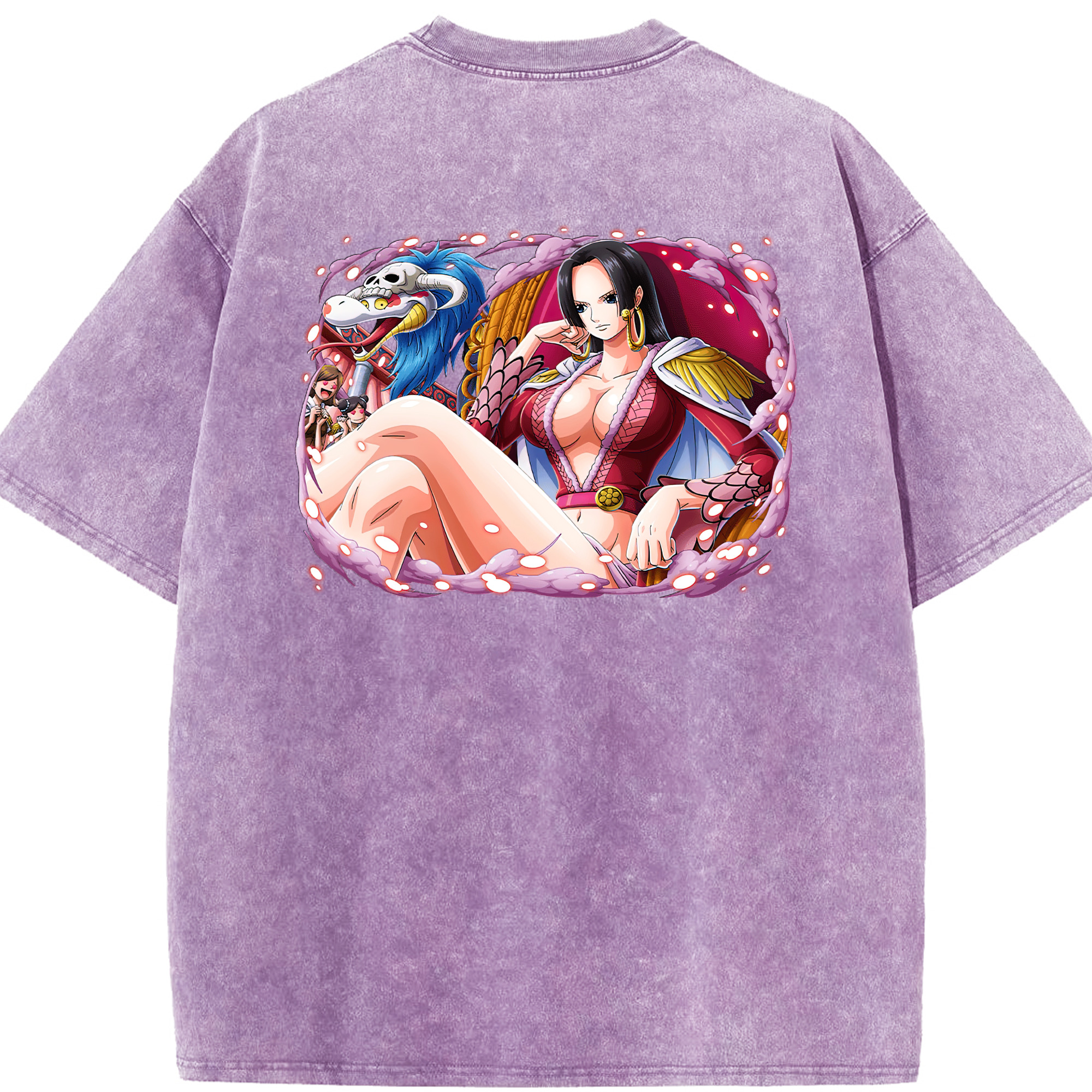 ワンピース ボア・ハンコック ONE PIECE Boa·Hancock 綿100% ヴィンテージ風 半袖Tシャツ（背面プリント）