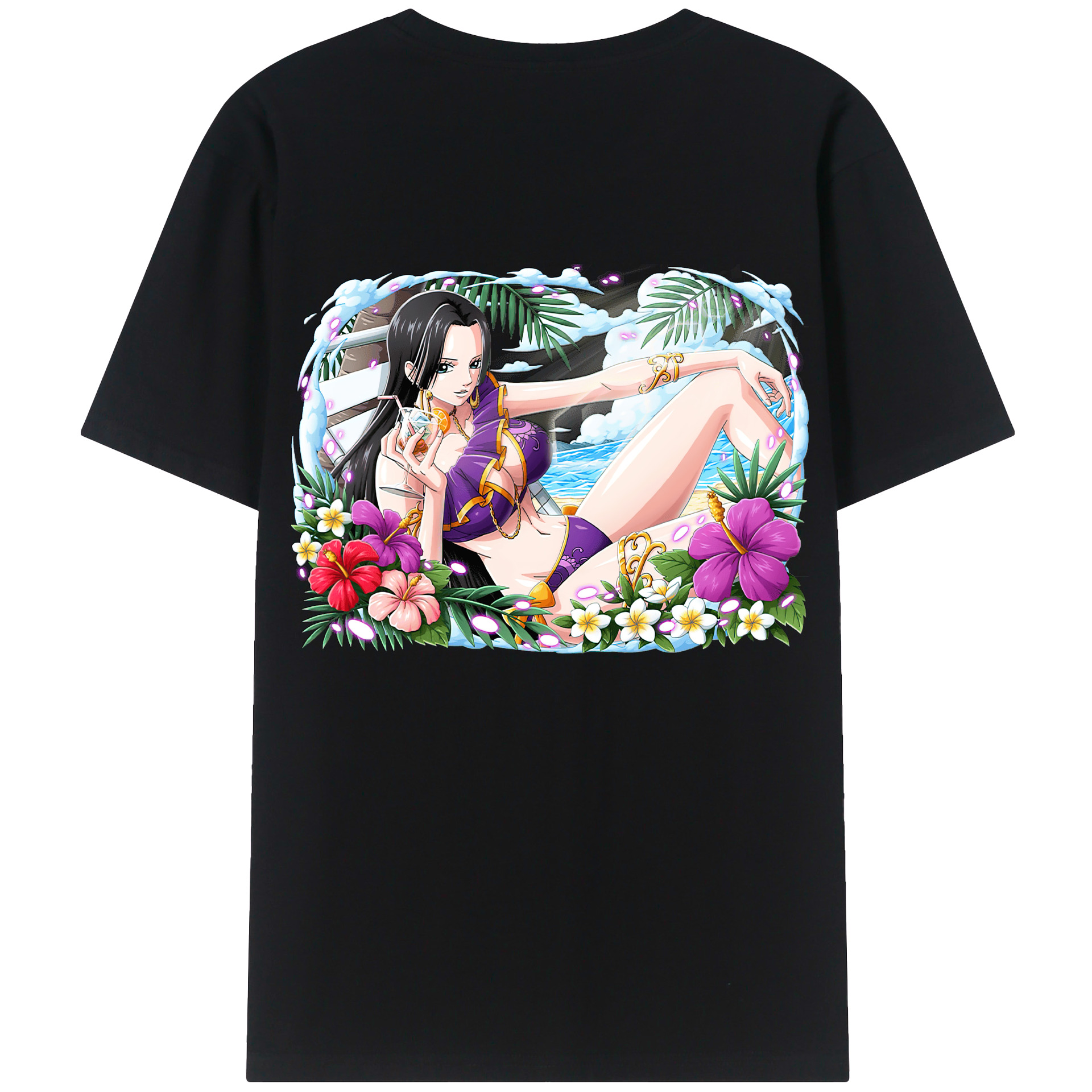 ワンピース ボア・ハンコック ONE PIECE Boa·Hancock 綿100％ メンズ半袖Tシャツ（バックプリント） 通気性