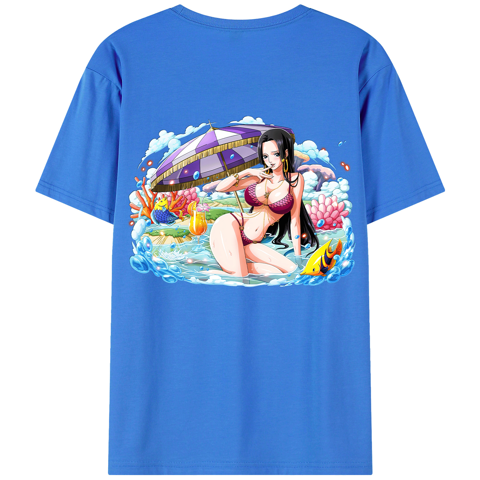 ワンピース ボア・ハンコック ONE PIECE Boa·Hancock 綿100％ メンズ半袖Tシャツ（バックプリント） 通気性