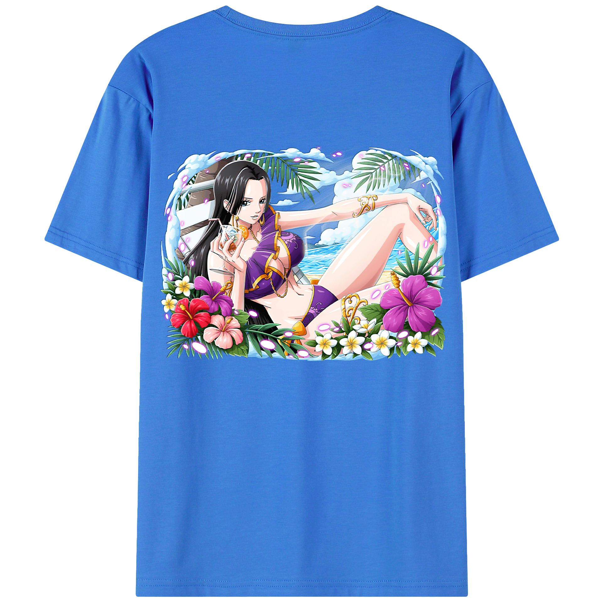ワンピース ボア・ハンコック ONE PIECE Boa·Hancock 綿100％ メンズ半袖Tシャツ（バックプリント） 通気性