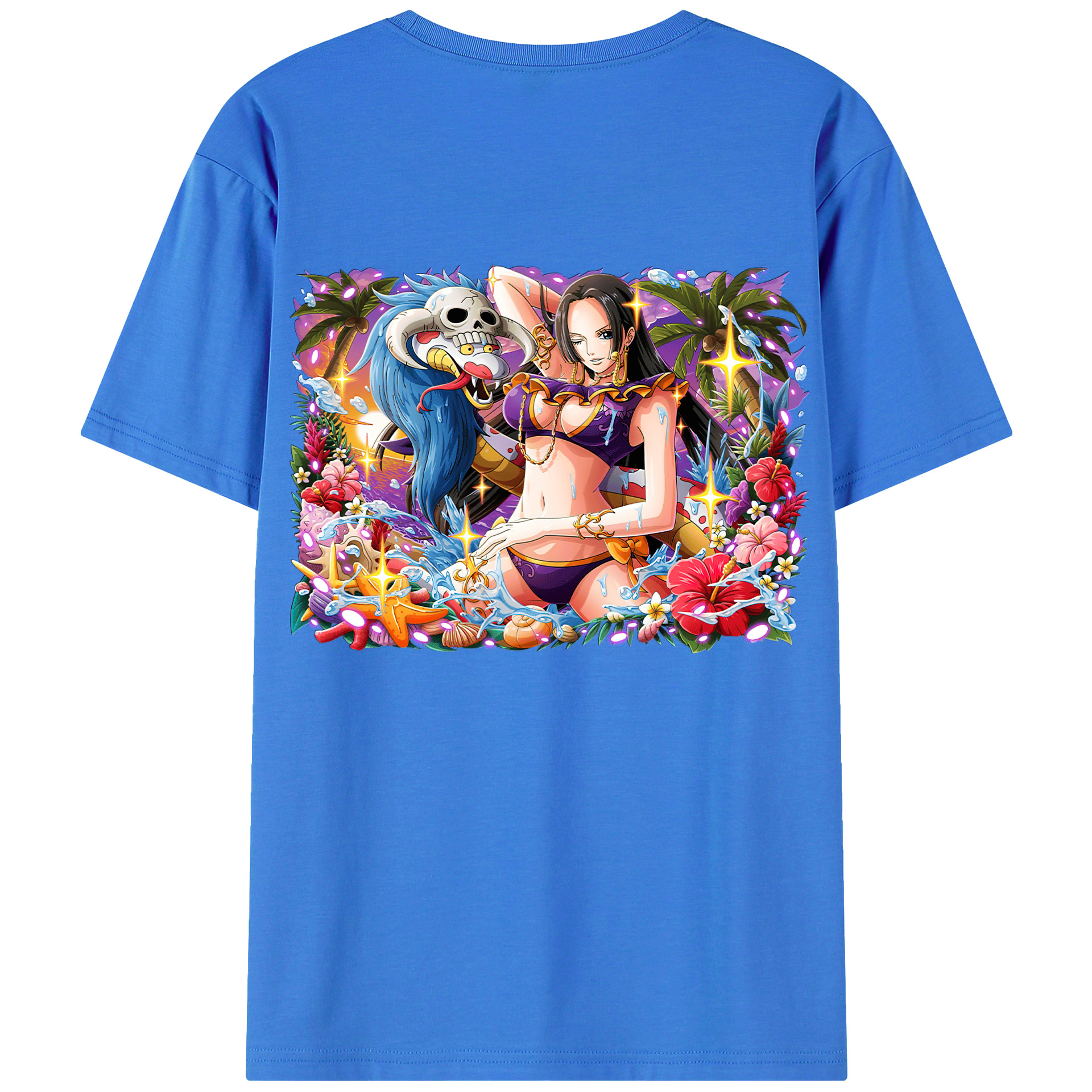 ワンピース ボア・ハンコック ONE PIECE Boa·Hancock 綿100％ メンズ半袖Tシャツ（バックプリント） 通気性