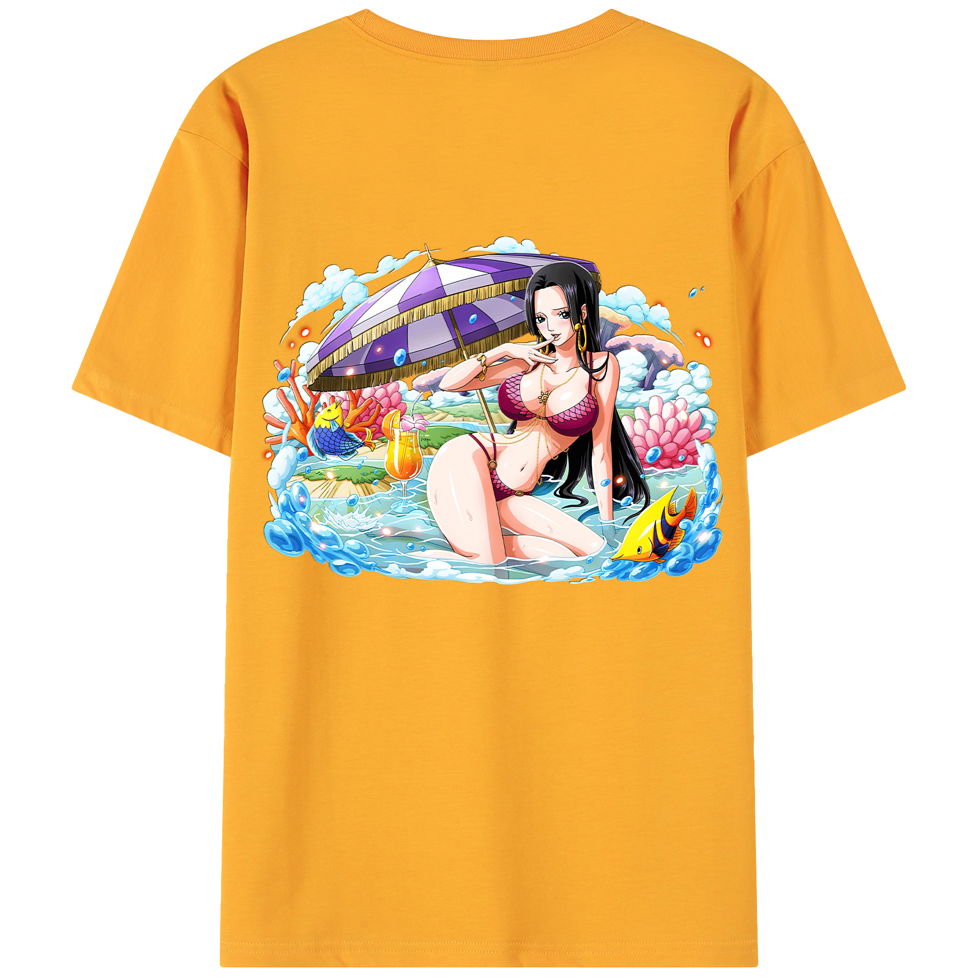 ワンピース ボア・ハンコック ONE PIECE Boa·Hancock 綿100％ メンズ半袖Tシャツ（バックプリント） 通気性