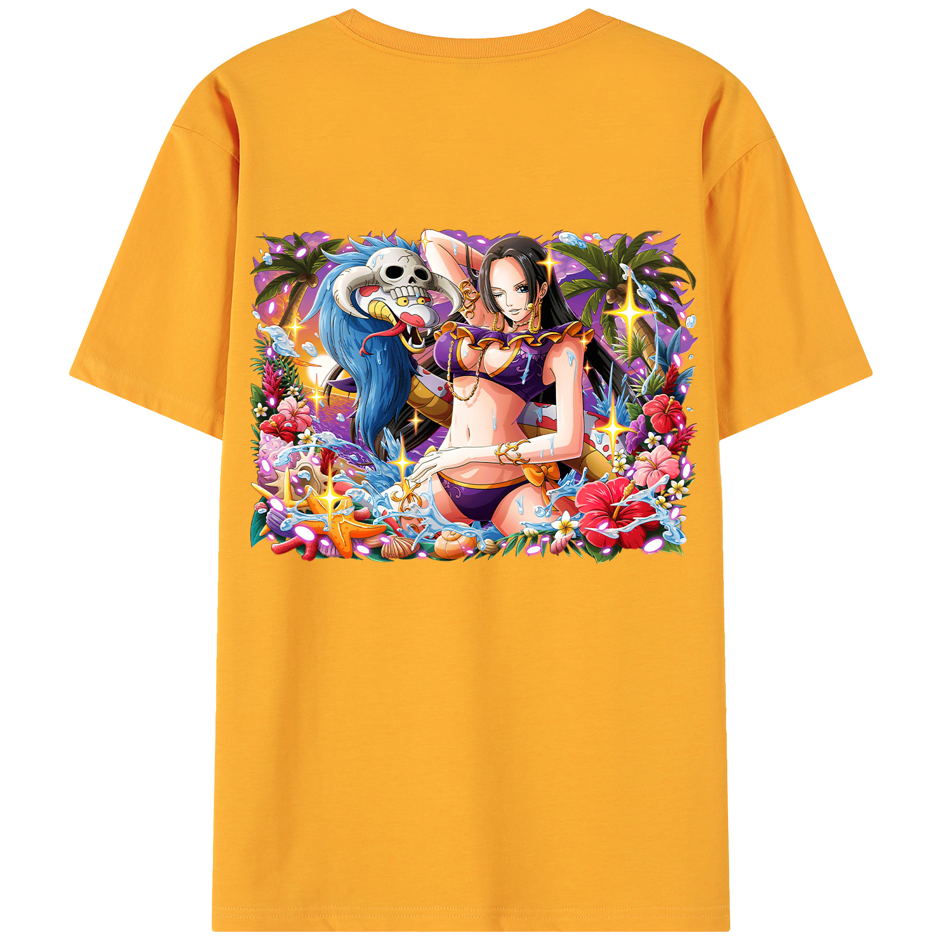 ワンピース ボア・ハンコック ONE PIECE Boa·Hancock 綿100％ メンズ半袖Tシャツ（バックプリント） 通気性