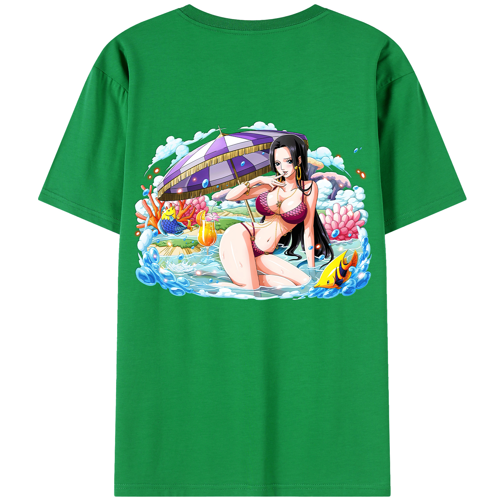 ワンピース ボア・ハンコック ONE PIECE Boa·Hancock 綿100％ メンズ半袖Tシャツ（バックプリント） 通気性