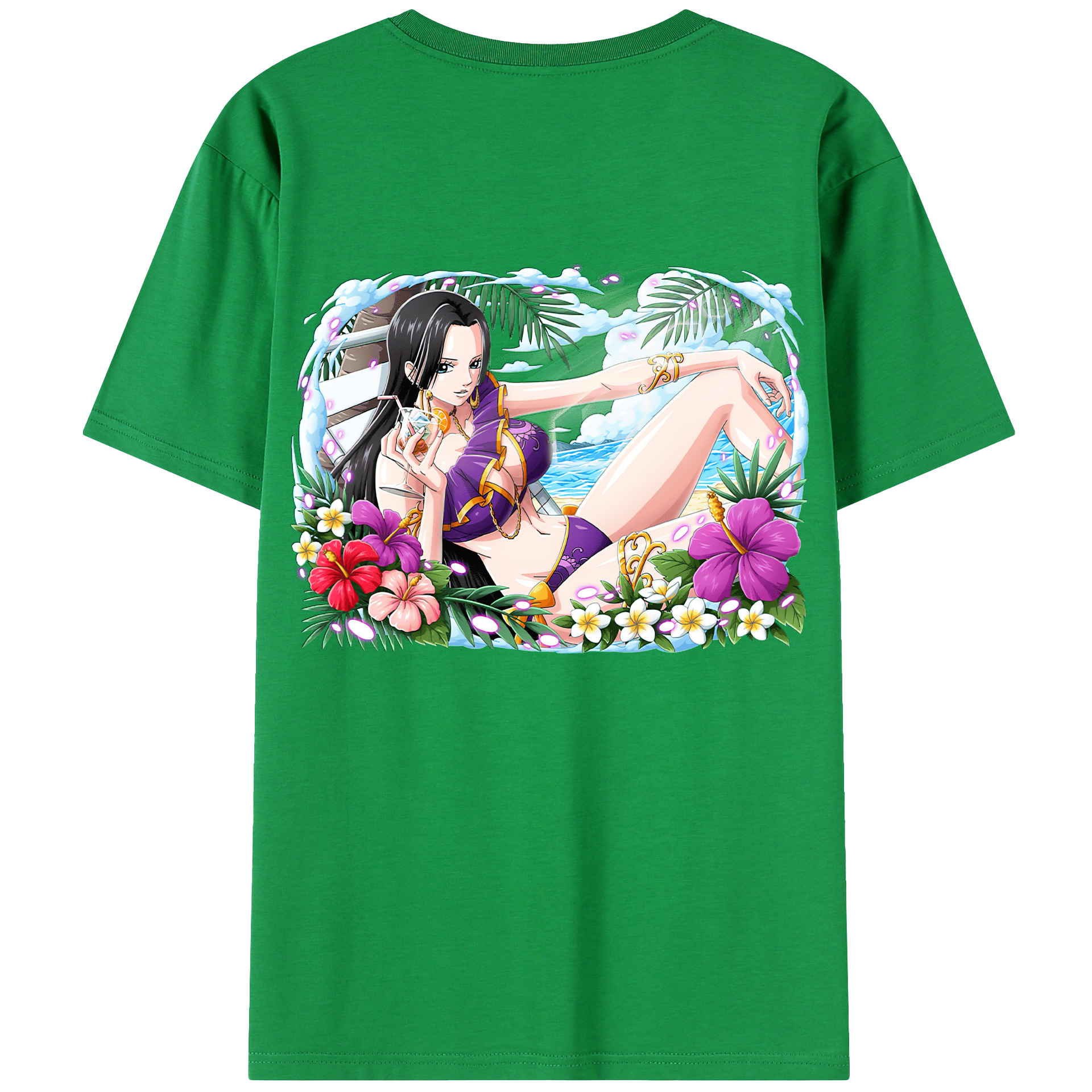 ワンピース ボア・ハンコック ONE PIECE Boa·Hancock 綿100％ メンズ半袖Tシャツ（バックプリント） 通気性