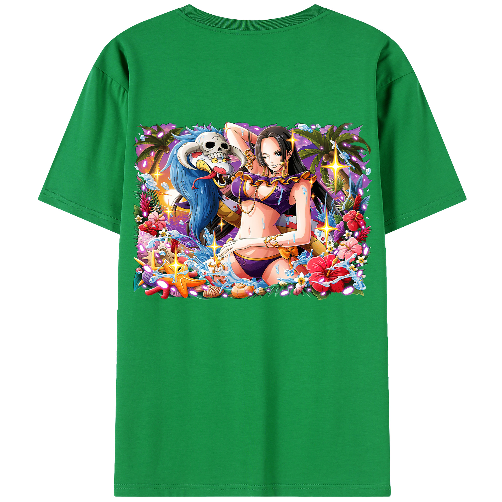 ワンピース ボア・ハンコック ONE PIECE Boa·Hancock 綿100％ メンズ半袖Tシャツ（バックプリント） 通気性