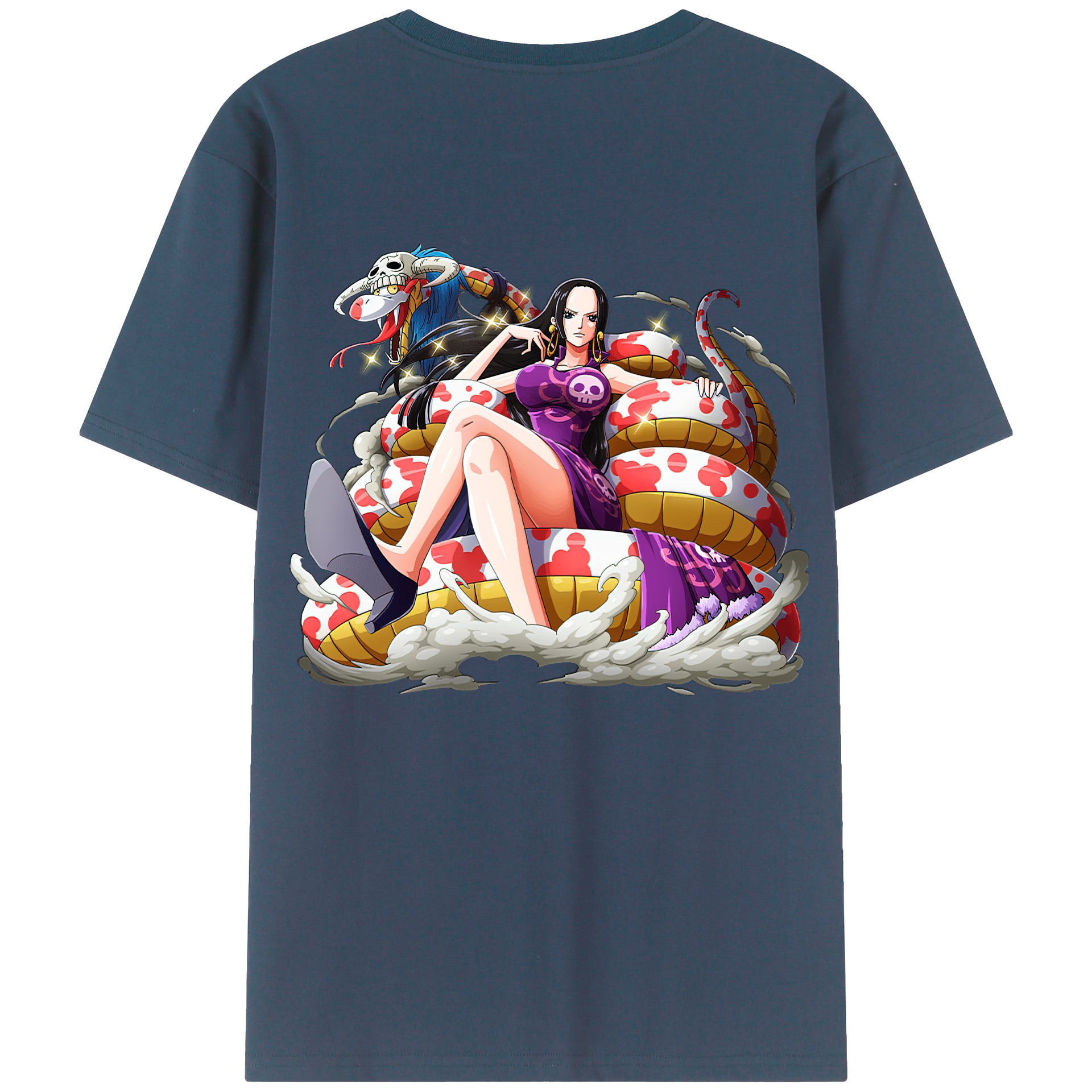 ワンピース ボア・ハンコック ONE PIECE Boa·Hancock 綿100％ メンズ半袖Tシャツ（バックプリント） 通気性
