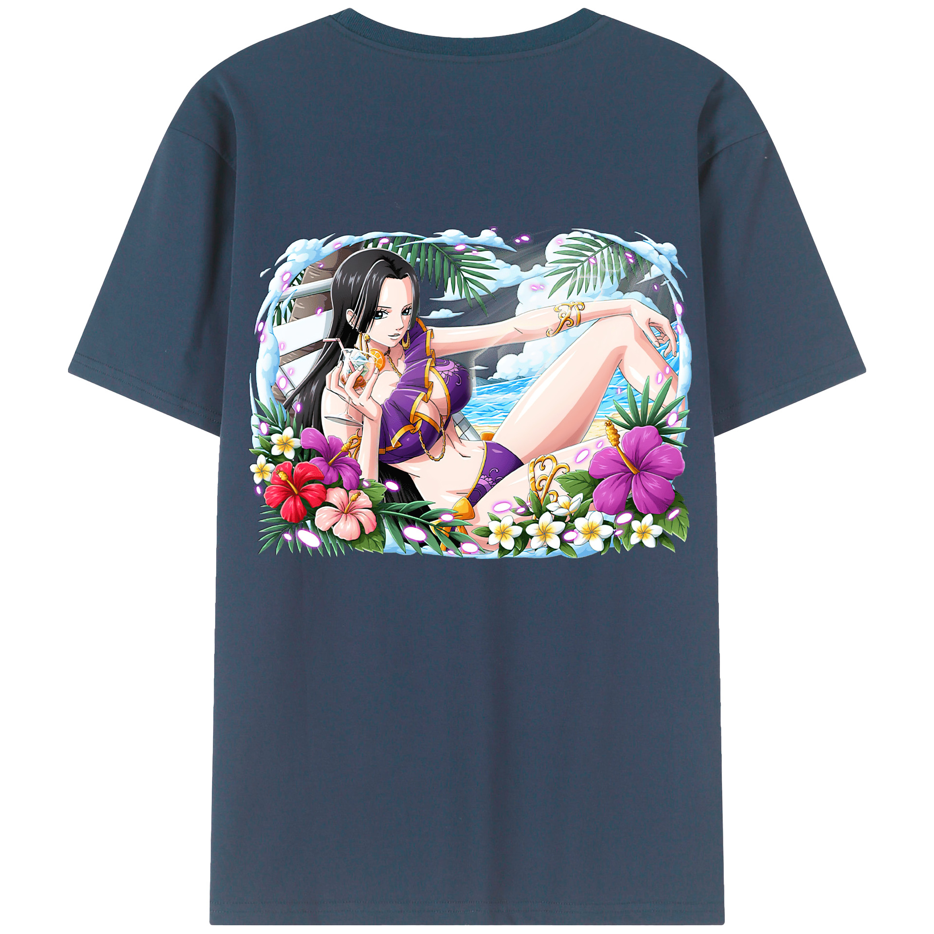ワンピース ボア・ハンコック ONE PIECE Boa·Hancock 綿100％ メンズ半袖Tシャツ（バックプリント） 通気性