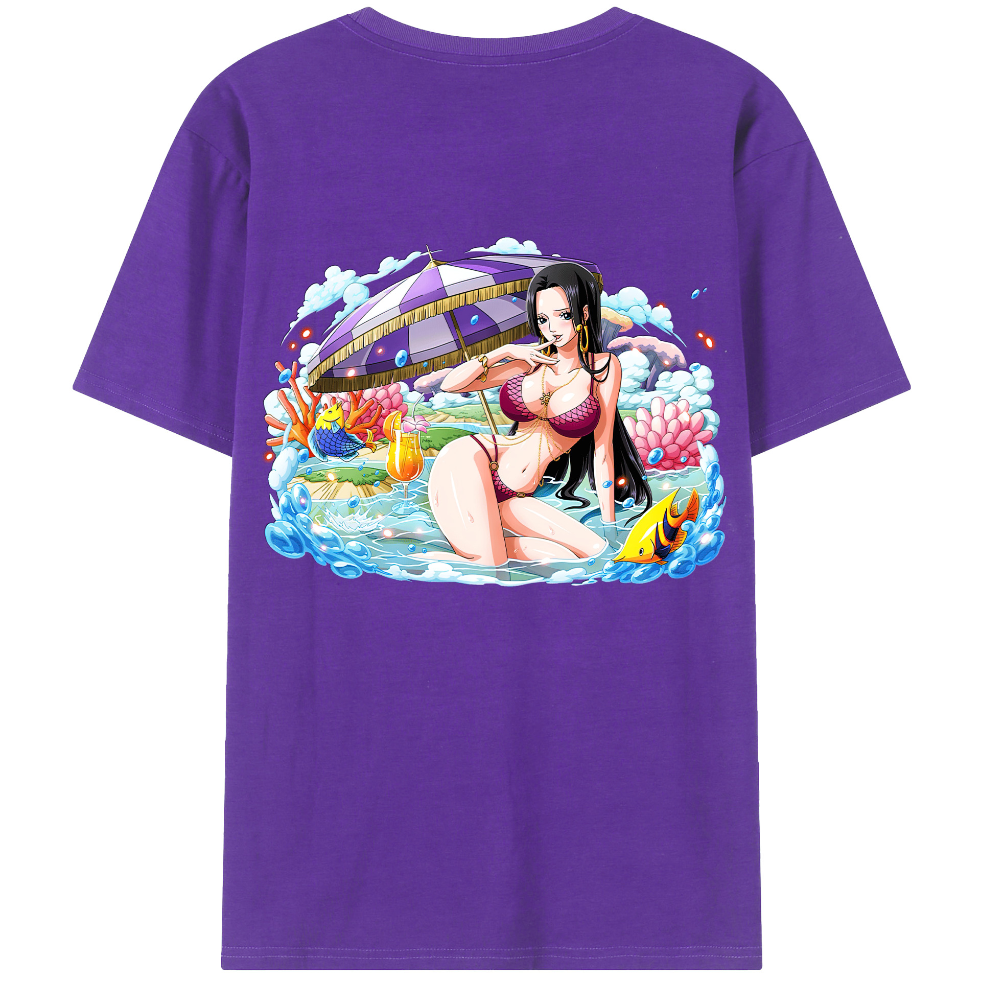 ワンピース ボア・ハンコック ONE PIECE Boa·Hancock 綿100％ メンズ半袖Tシャツ（バックプリント） 通気性
