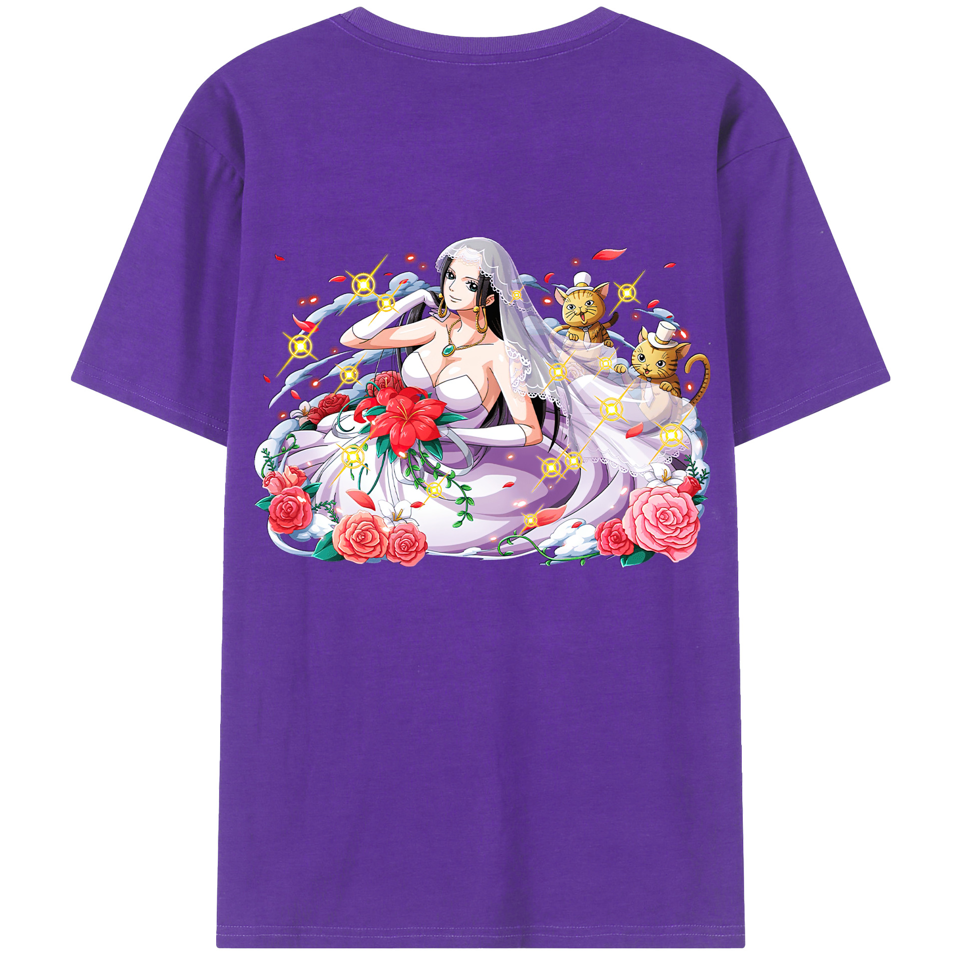 ワンピース ボア・ハンコック ONE PIECE Boa·Hancock 綿100％ メンズ半袖Tシャツ（バックプリント） 通気性
