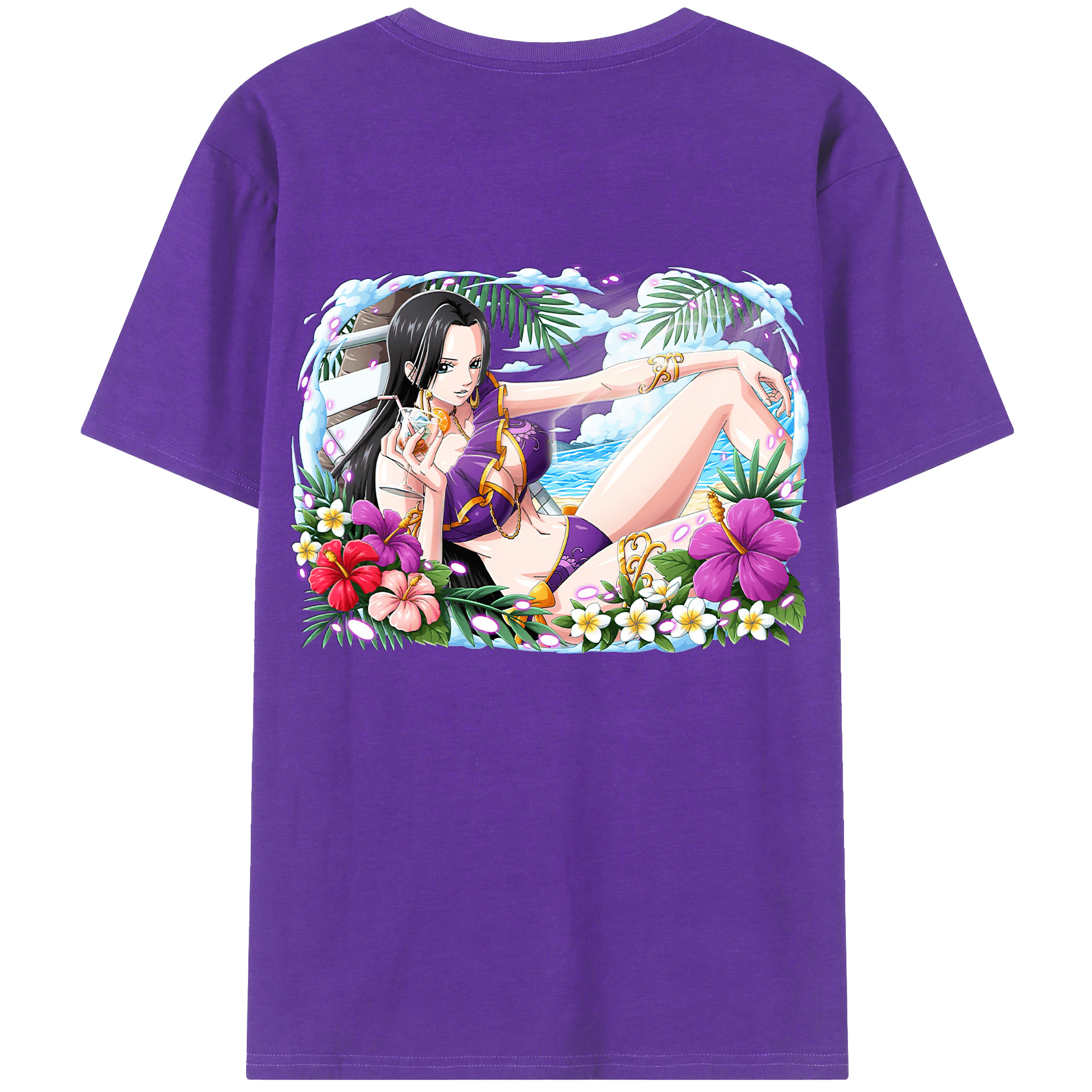 ワンピース ボア・ハンコック ONE PIECE Boa·Hancock 綿100％ メンズ半袖Tシャツ（バックプリント） 通気性