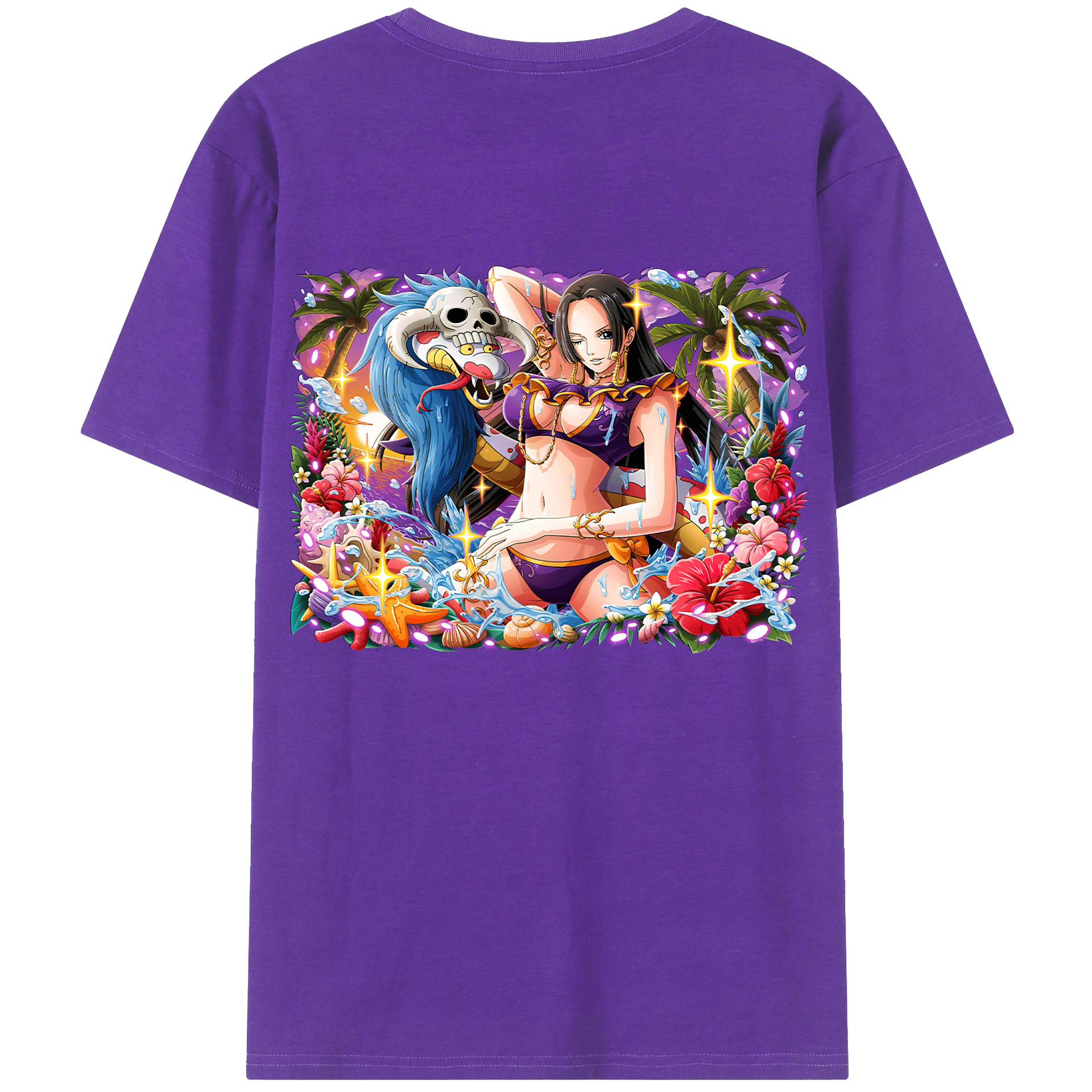 ワンピース ボア・ハンコック ONE PIECE Boa·Hancock 綿100％ メンズ半袖Tシャツ（バックプリント） 通気性