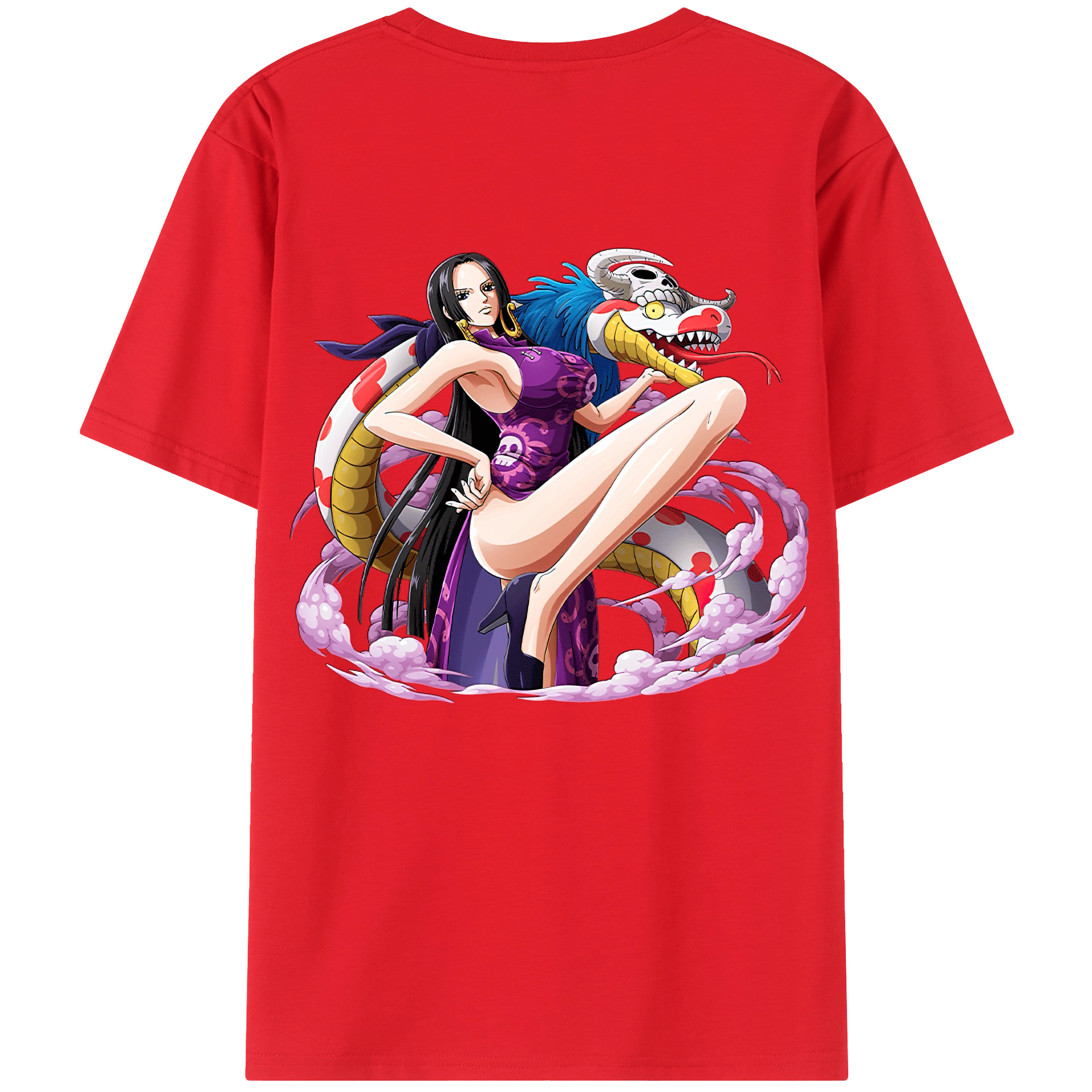 ワンピース ボア・ハンコック ONE PIECE Boa·Hancock 綿100％ メンズ半袖Tシャツ（バックプリント） 通気性