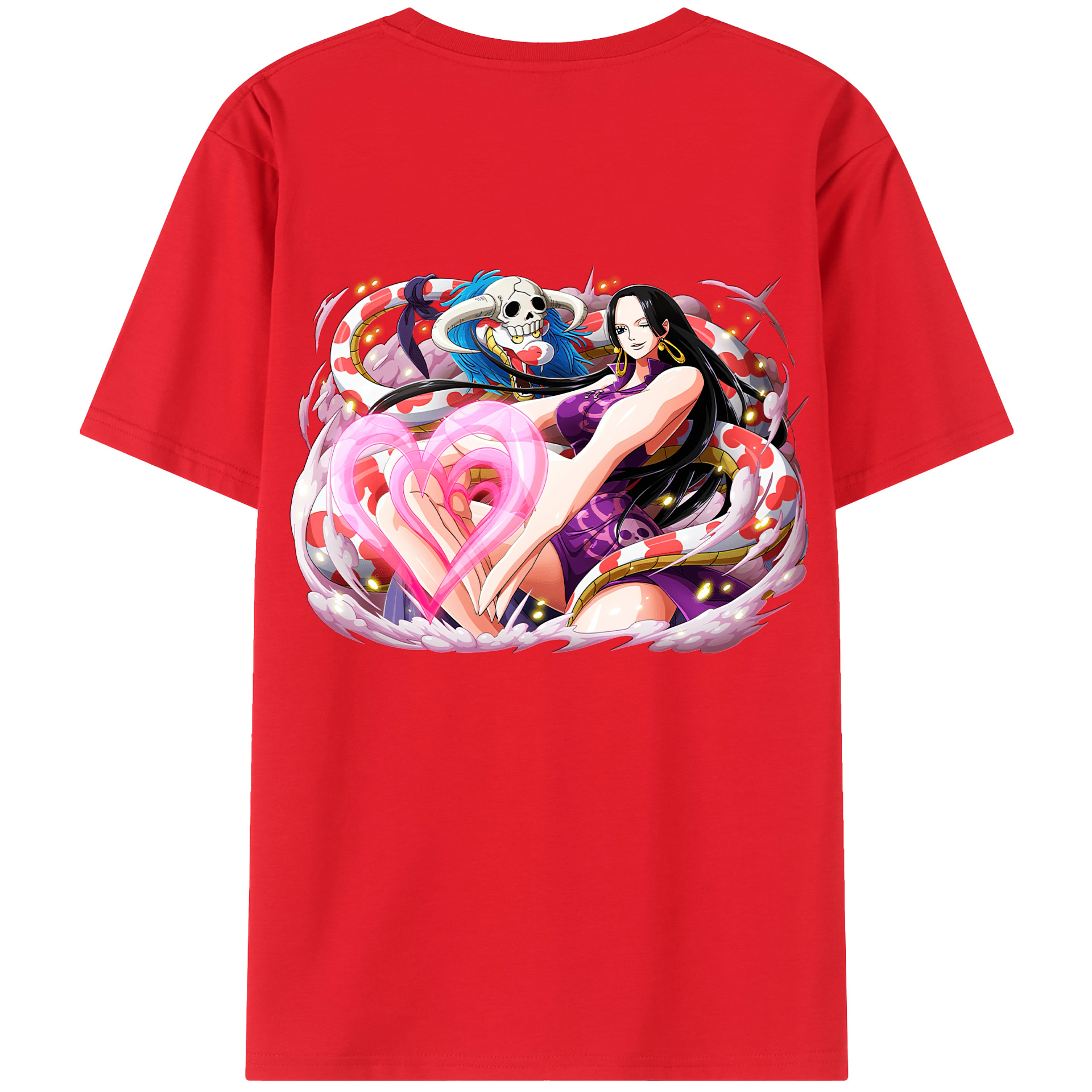 ワンピース ボア・ハンコック ONE PIECE Boa·Hancock 綿100％ メンズ半袖Tシャツ（バックプリント） 通気性