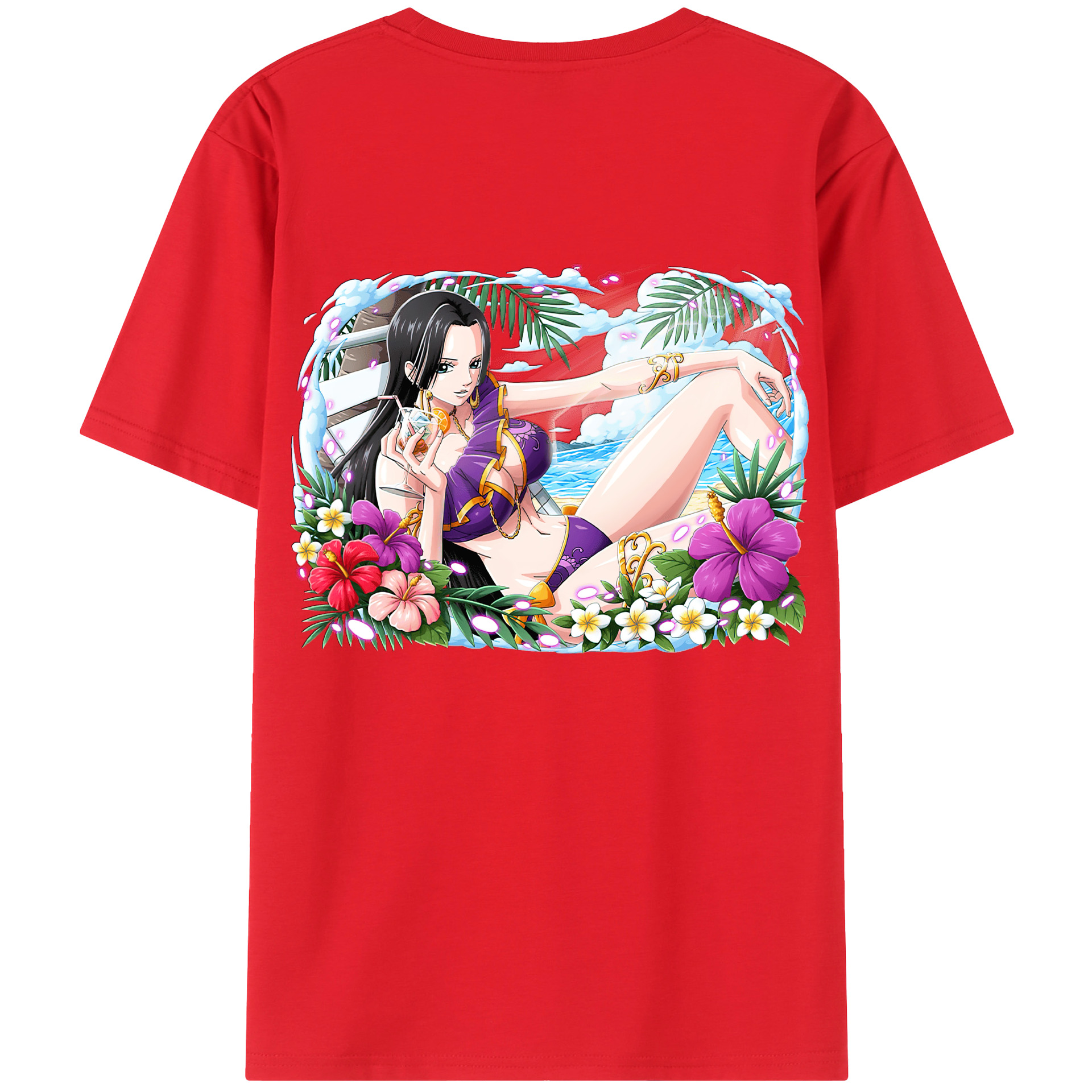 ワンピース ボア・ハンコック ONE PIECE Boa·Hancock 綿100％ メンズ半袖Tシャツ（バックプリント） 通気性