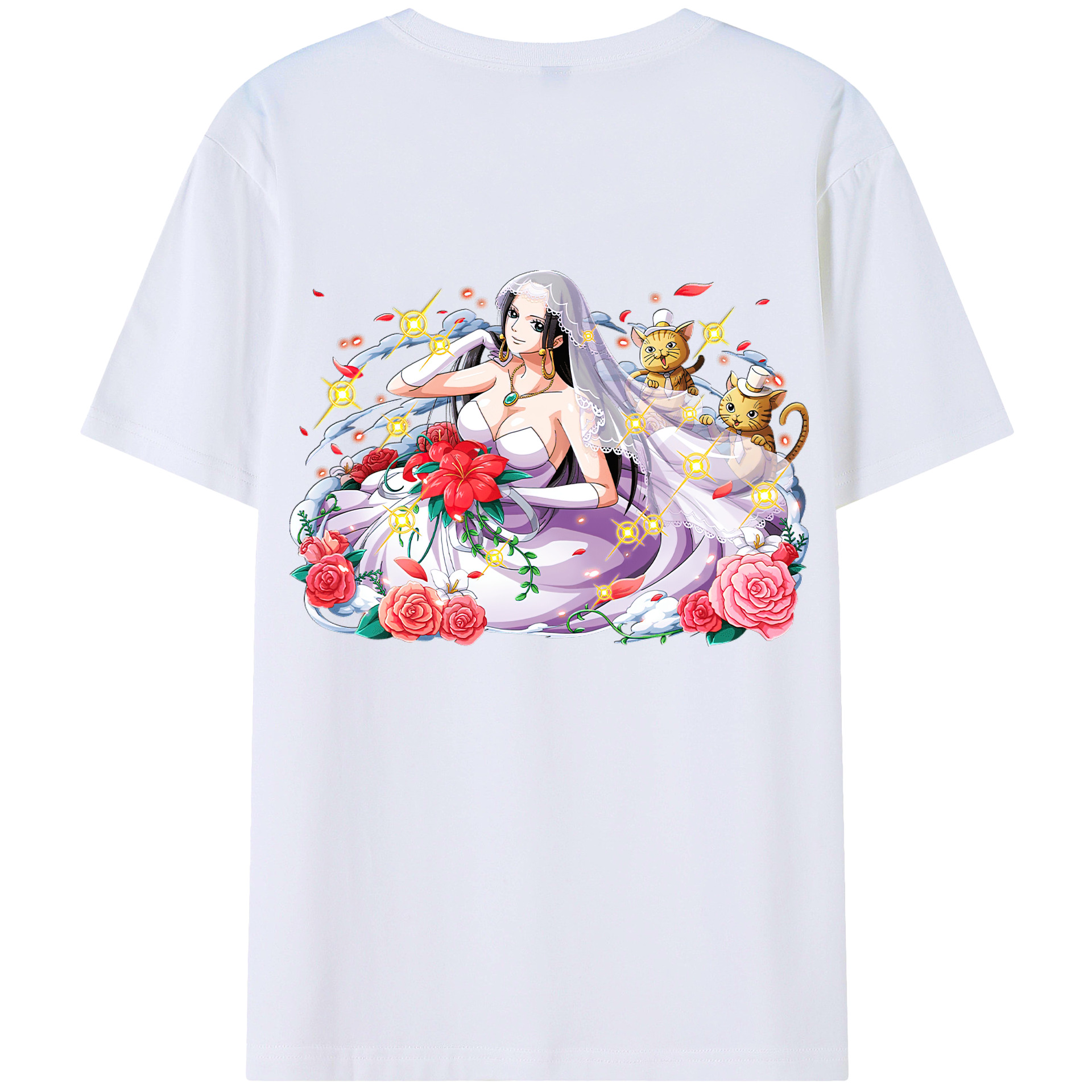 （画像用） ワンピース ボア・ハンコック ONE PIECE Boa·Hancock 綿100％ メンズ半袖Tシャツ（バックプリント） 通気性