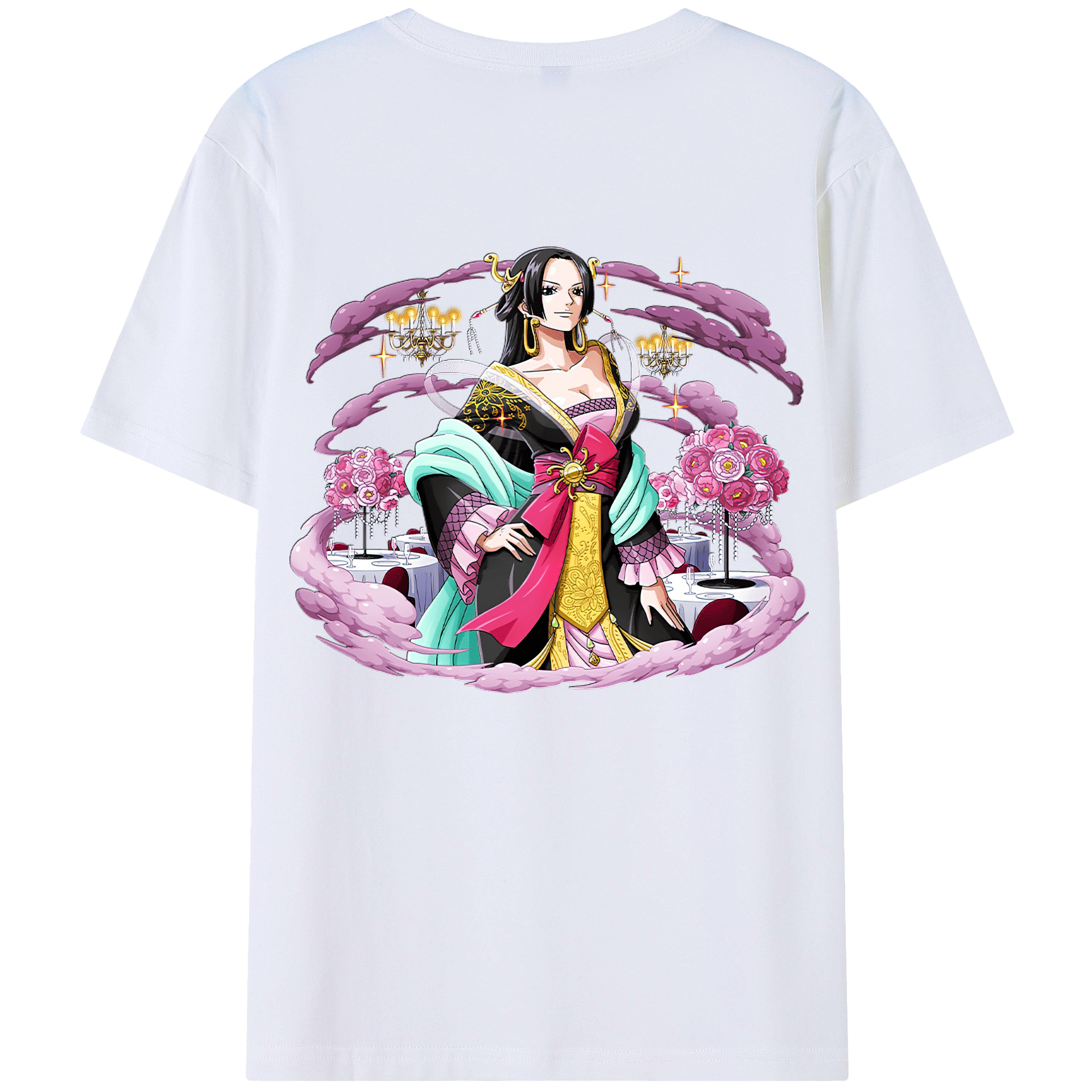 ワンピース ボア・ハンコック ONE PIECE Boa·Hancock 綿100％ メンズ半袖Tシャツ（バックプリント） 通気性