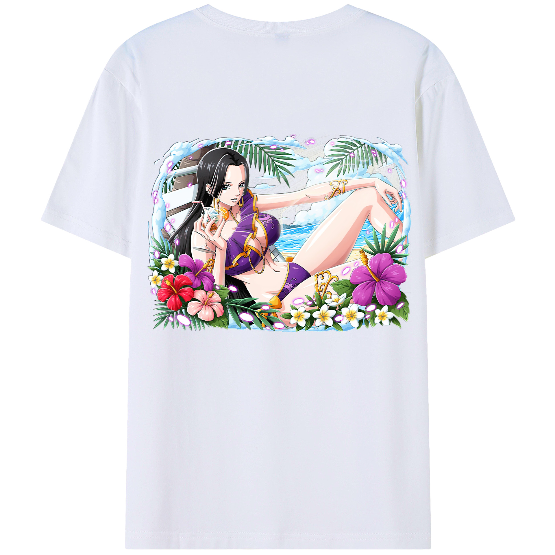 ワンピース ボア・ハンコック ONE PIECE Boa·Hancock 綿100％ メンズ半袖Tシャツ（バックプリント） 通気性
