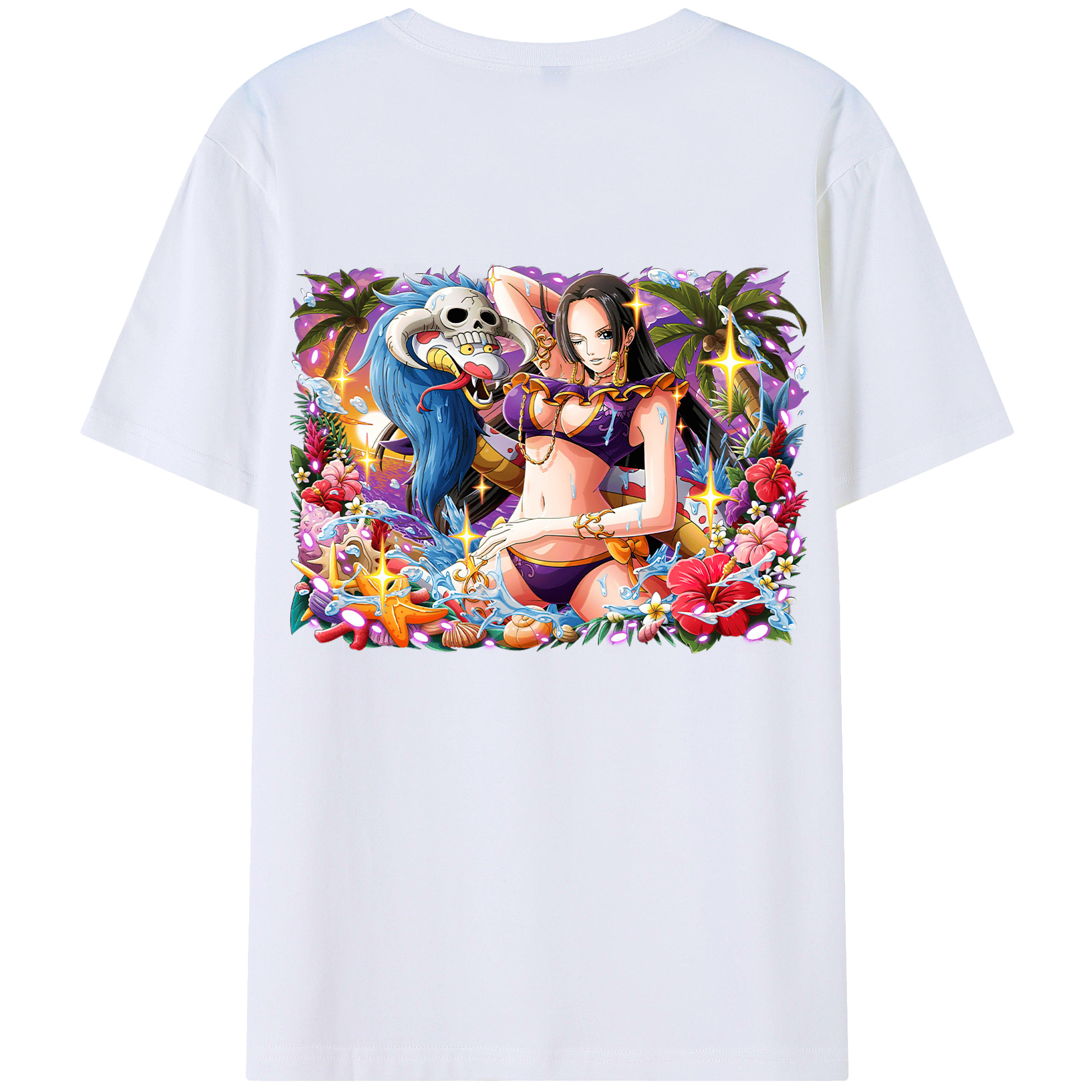 ワンピース ボア・ハンコック ONE PIECE Boa·Hancock 綿100％ メンズ半袖Tシャツ（バックプリント） 通気性