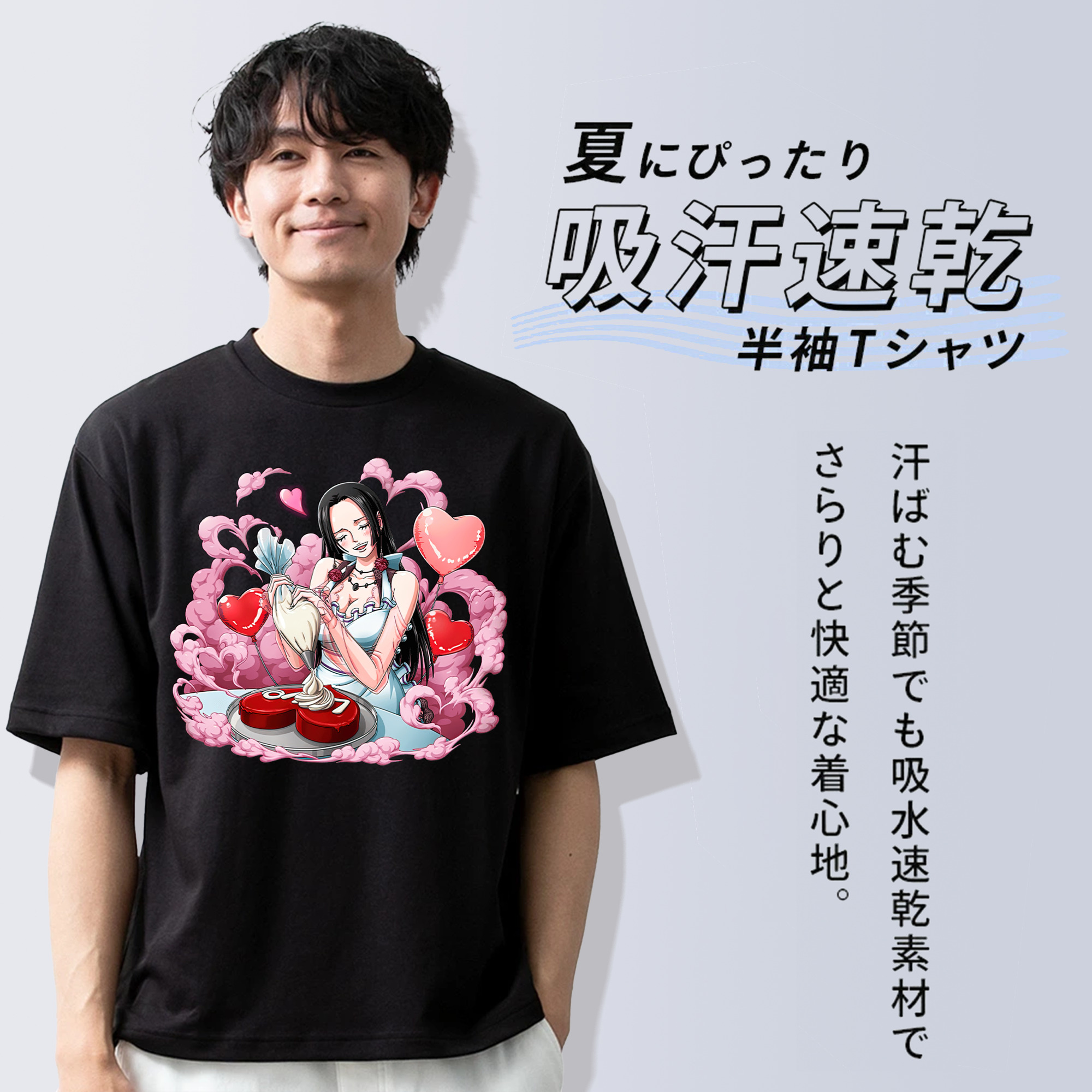 ワンピース ボア・ハンコック ONE PIECE Boa·Hancock 綿100％ メンズ半袖Tシャツ｜肌触りやわらか＆通気性