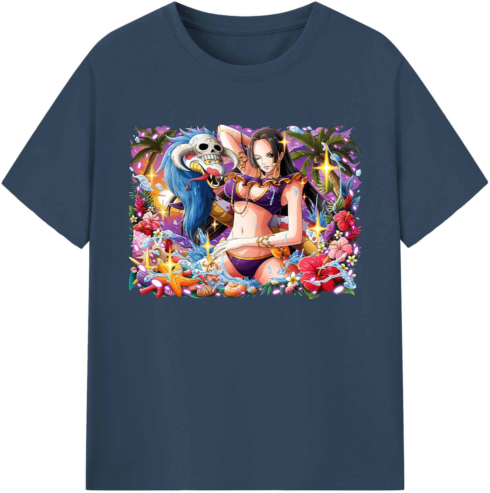 ワンピース ボア・ハンコック ONE PIECE Boa·Hancock 綿100％ メンズ半袖Tシャツ｜肌触りやわらか＆通気性
