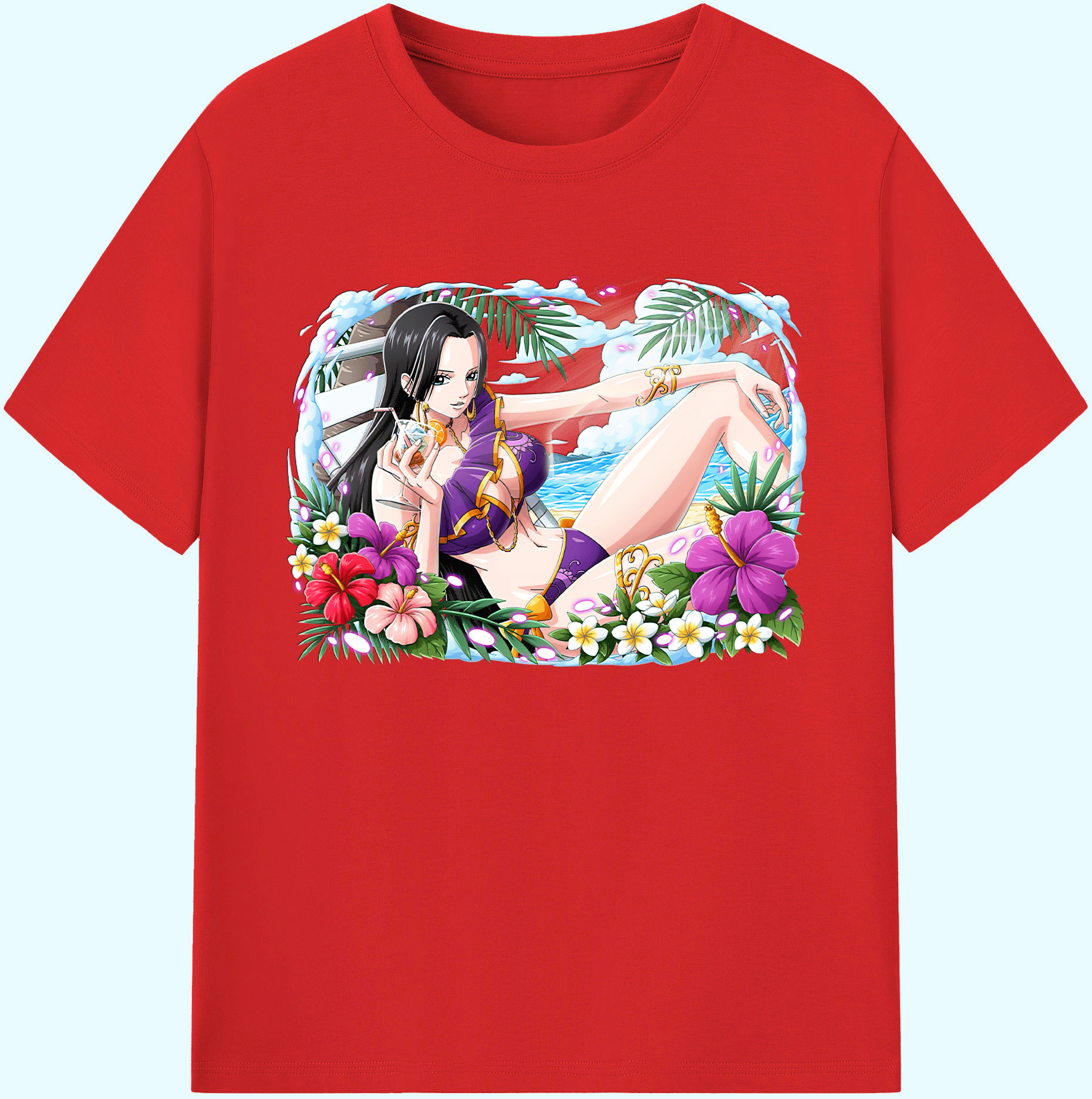 ワンピース ボア・ハンコック ONE PIECE Boa·Hancock 綿100％ メンズ半袖Tシャツ｜肌触りやわらか＆通気性