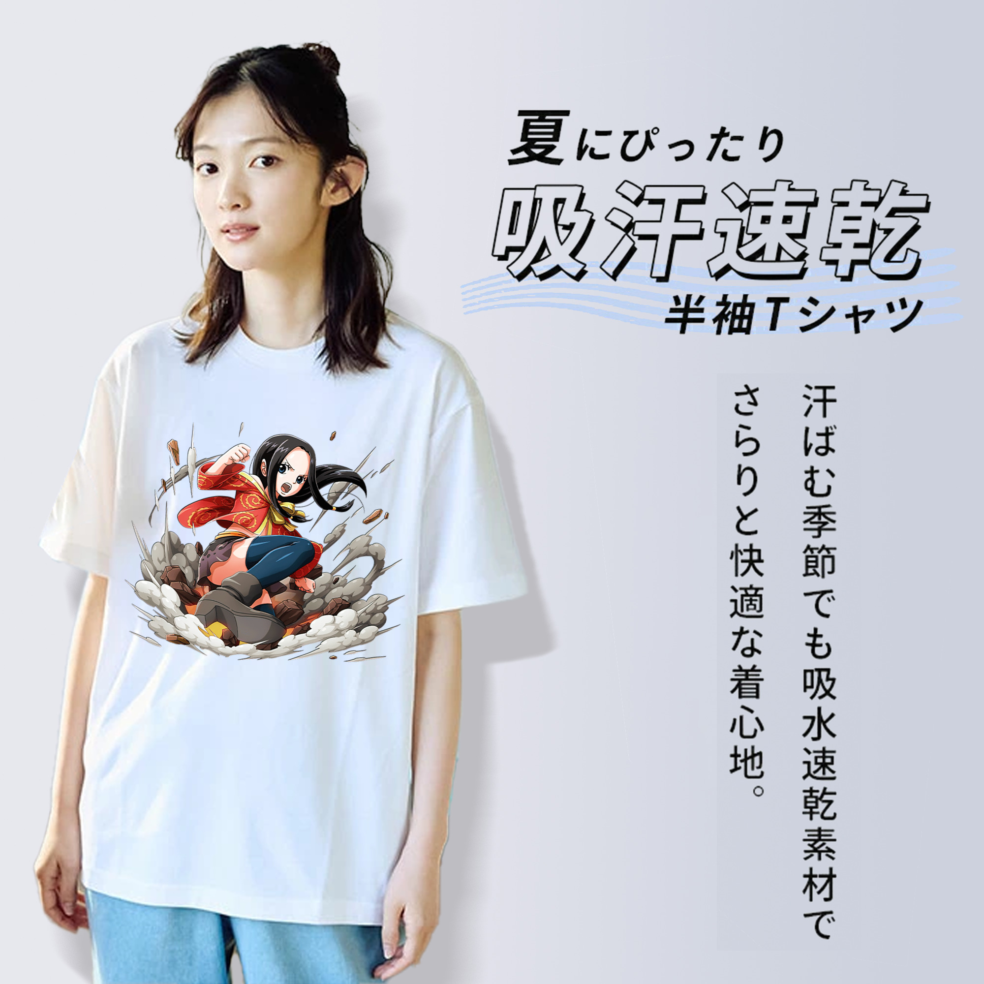ワンピース ボア・ハンコック ONE PIECE Boa·Hancock レディースカジュアルプリントTシャツ（綿100％）