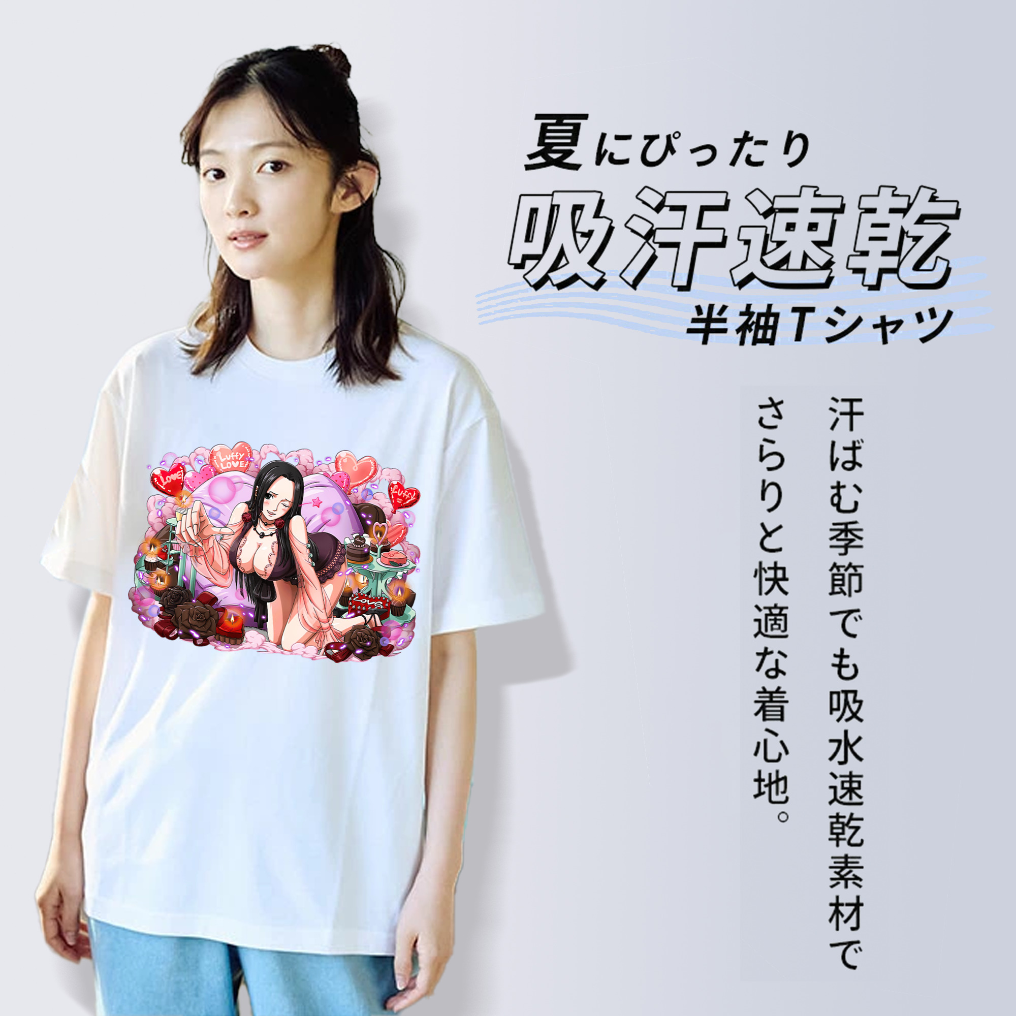 ワンピース ボア・ハンコック ONE PIECE Boa·Hancock レディースカジュアルプリントTシャツ（綿100％）
