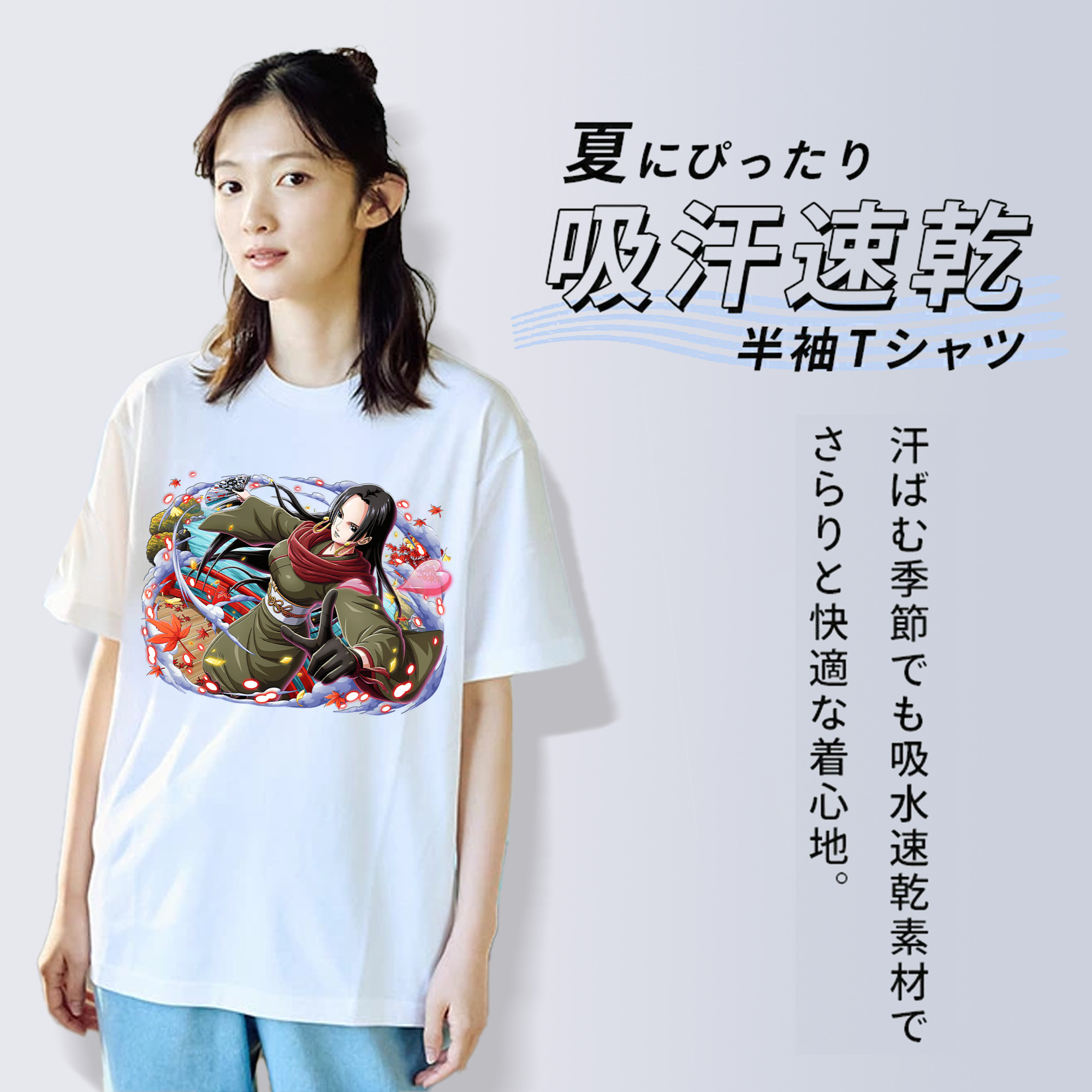 ワンピース ボア・ハンコック ONE PIECE Boa·Hancock レディースカジュアルプリントTシャツ（綿100％）