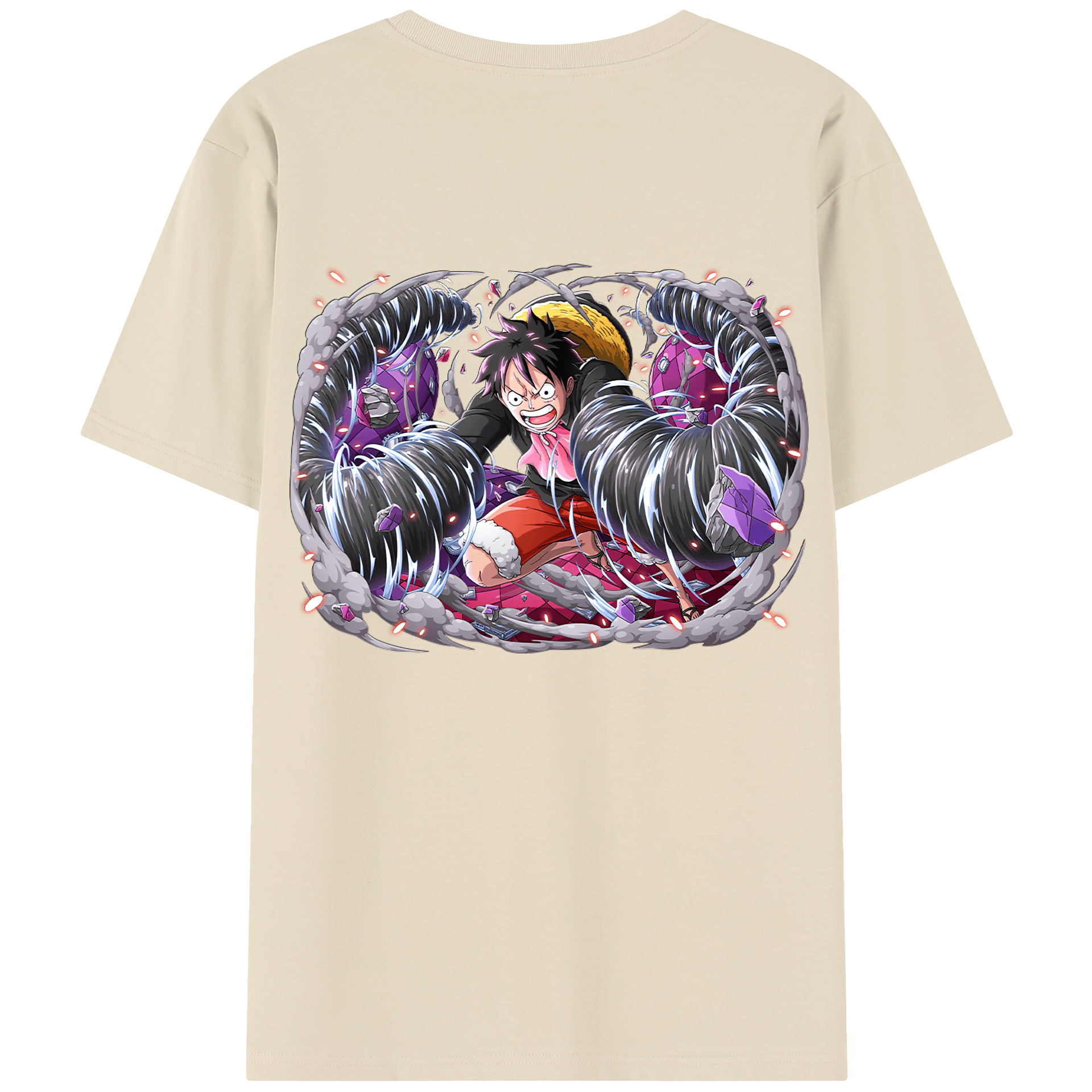 ワンピース モンキー・D・ルフィ ONE PIECE Monkey D. Luffy 綿100％半袖Tシャツ（背面プリント）