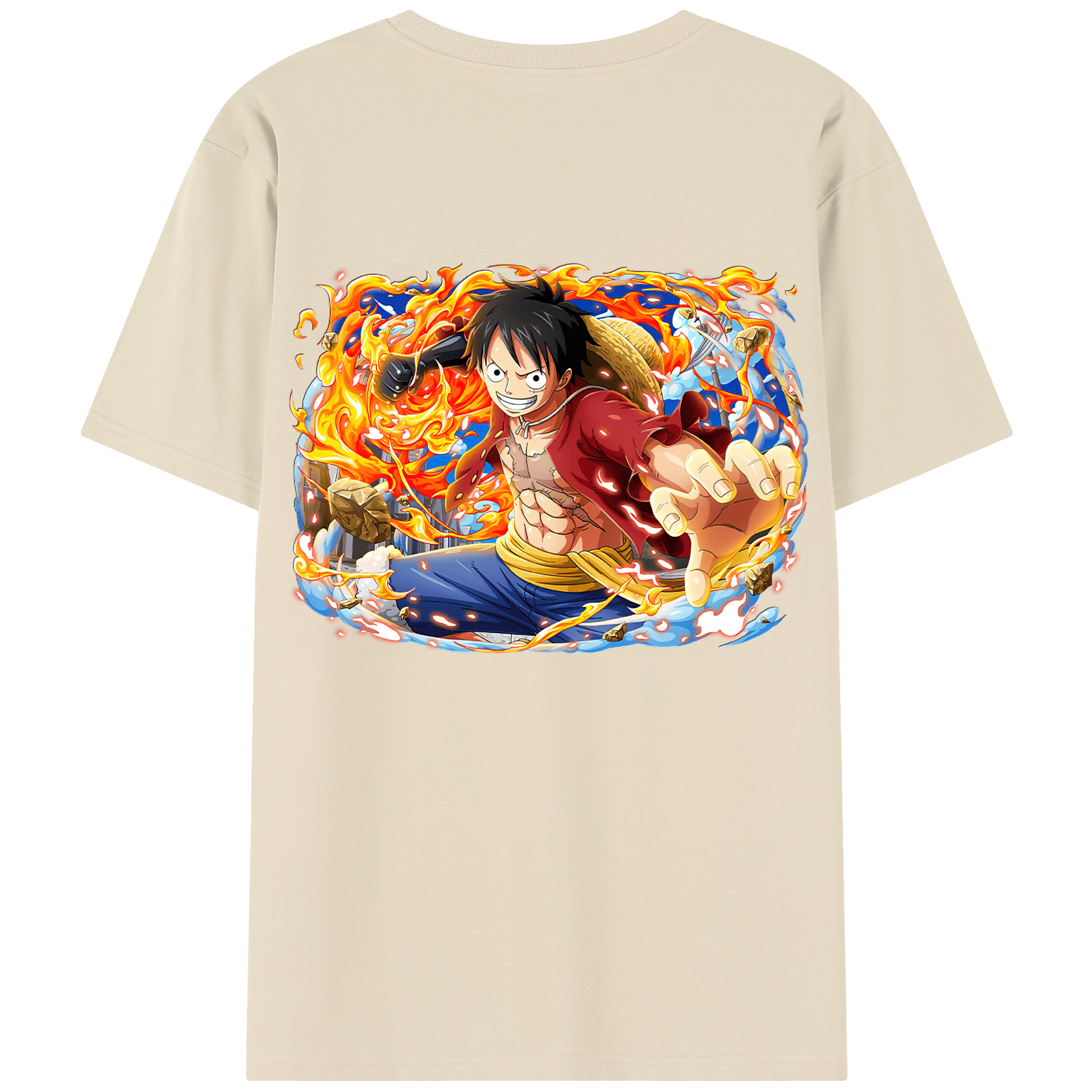 ワンピース モンキー・D・ルフィ ONE PIECE Monkey D. Luffy 綿100％半袖Tシャツ（背面プリント）