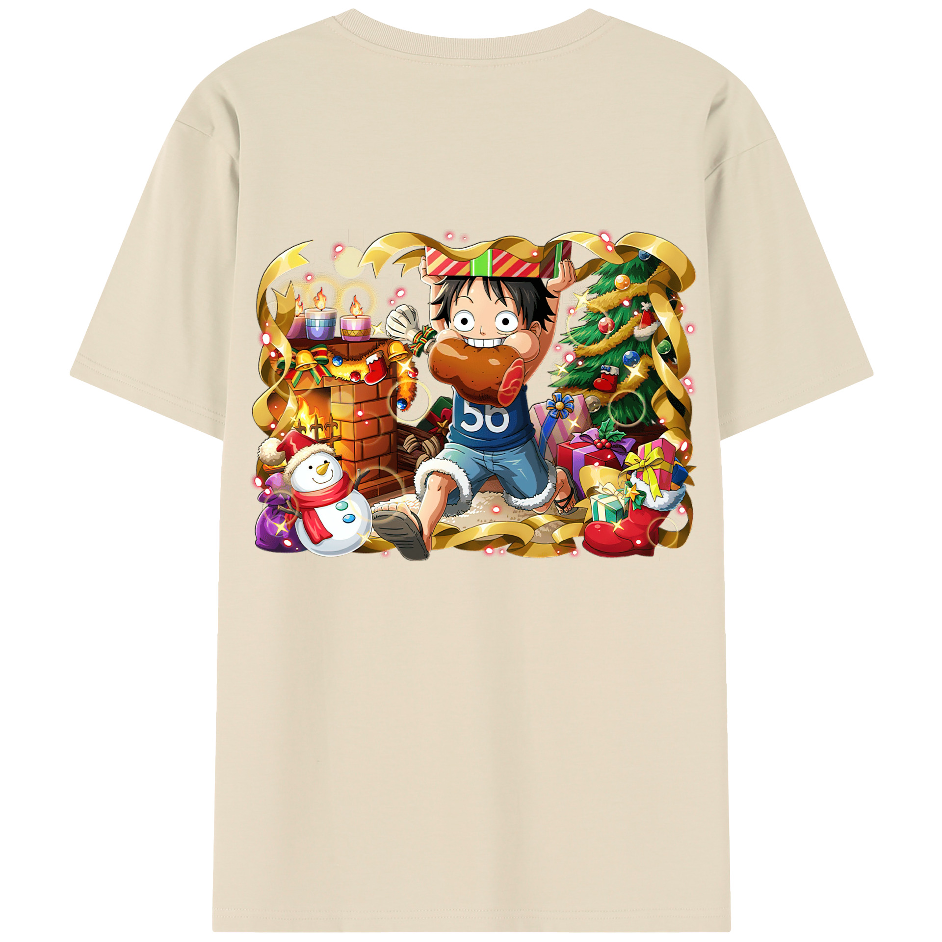 ワンピース モンキー・D・ルフィ ONE PIECE Monkey D. Luffy 綿100％半袖Tシャツ（背面プリント）