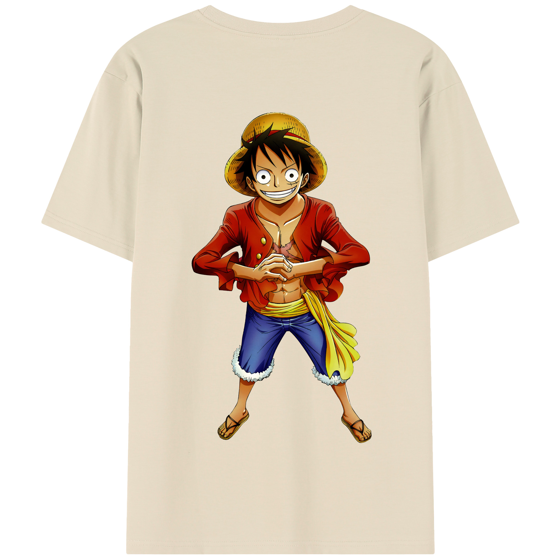 ワンピース モンキー・D・ルフィ ONE PIECE Monkey D. Luffy 綿100％半袖Tシャツ（背面プリント）