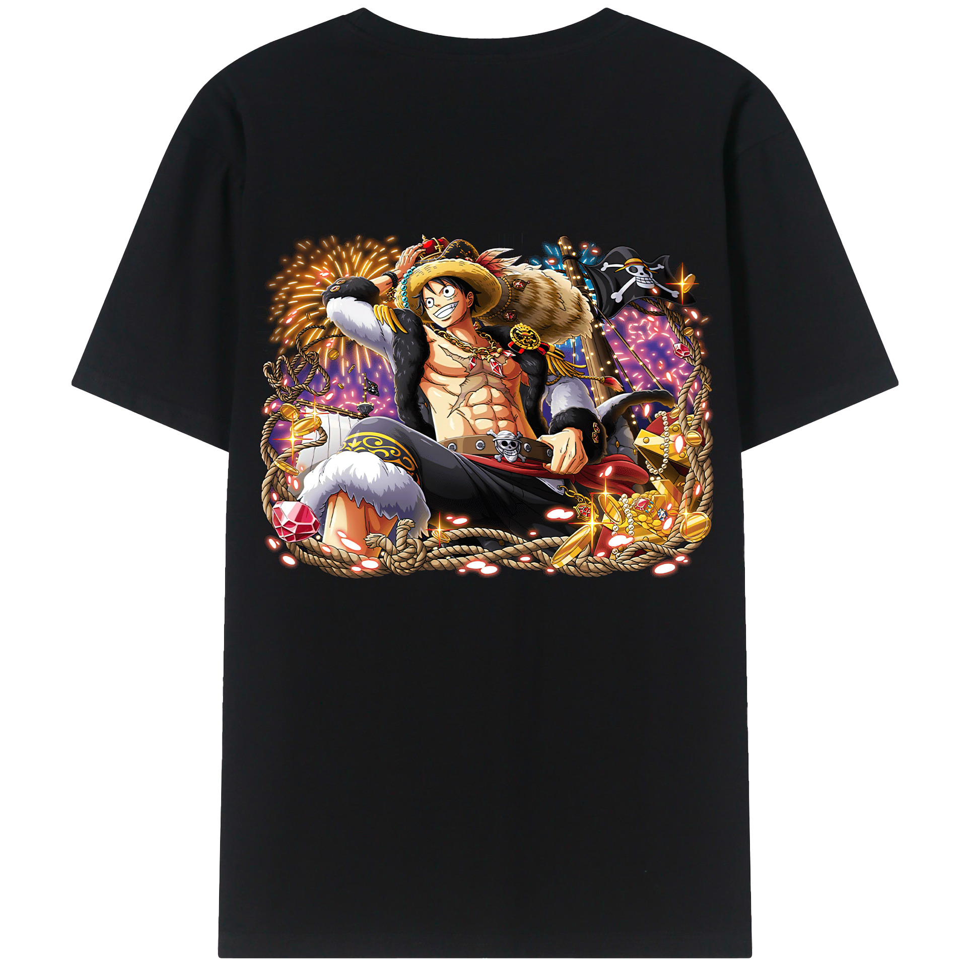 ワンピース モンキー・D・ルフィ ONE PIECE Monkey D. Luffy 綿100％半袖Tシャツ（背面プリント）