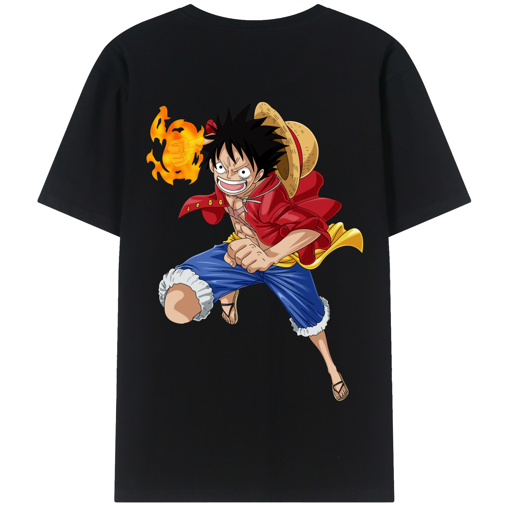 ワンピース モンキー・D・ルフィ ONE PIECE Monkey D. Luffy 綿100％半袖Tシャツ（背面プリント）
