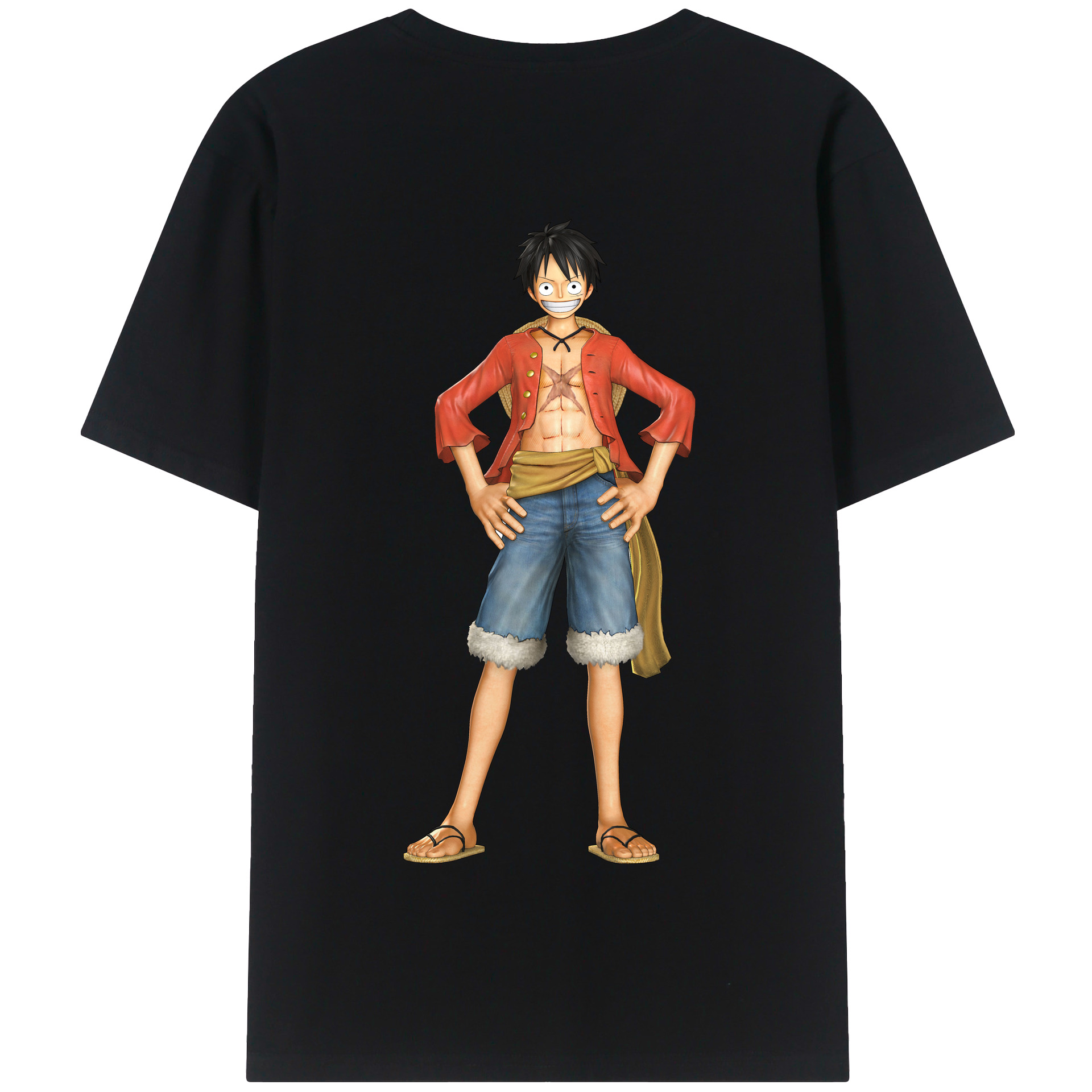 ワンピース モンキー・D・ルフィ ONE PIECE Monkey D. Luffy 綿100％半袖Tシャツ（背面プリント）